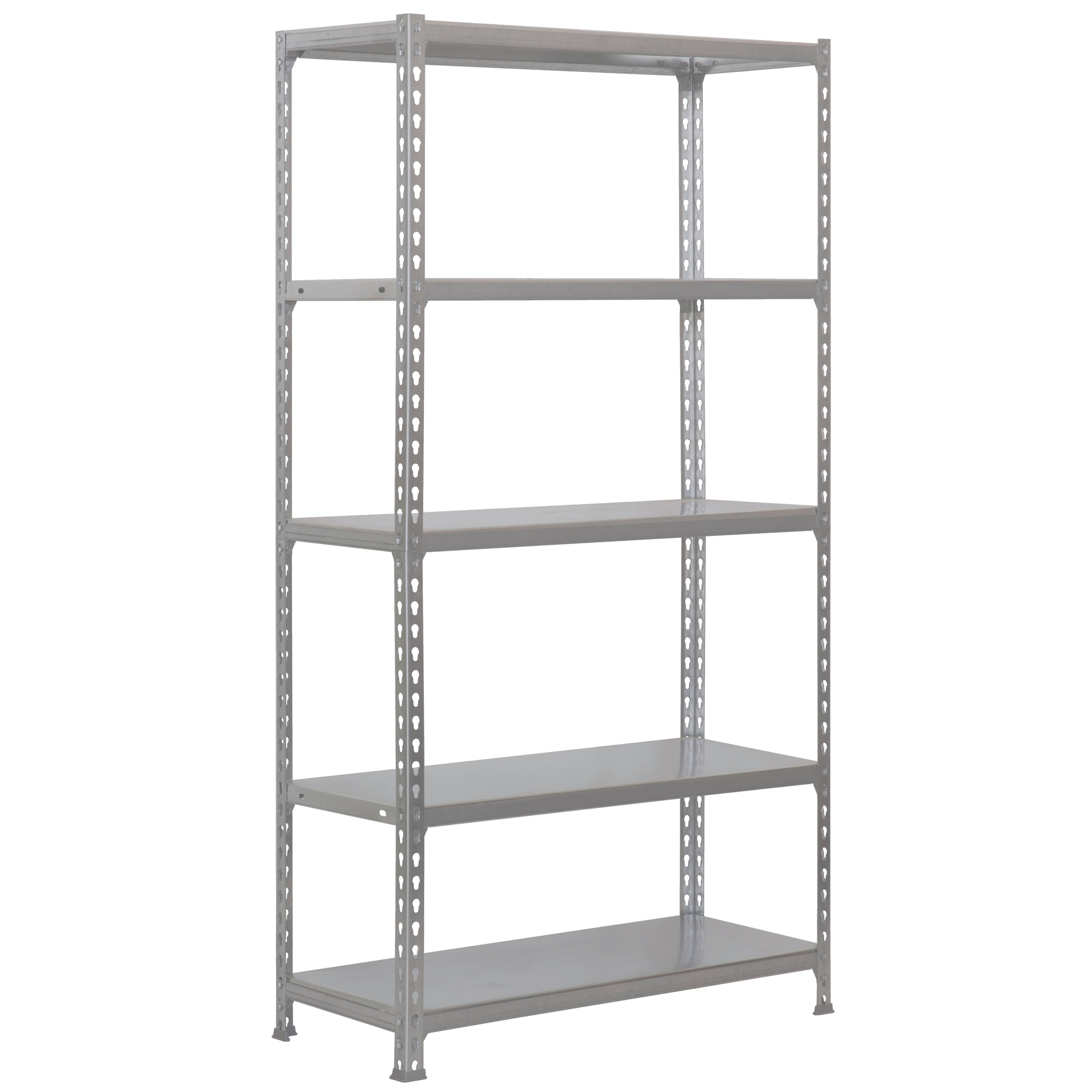 Estantería metálica en kit sin tornillos de metal de 180x90x30 cm 5b 180kg/balda gris/galvanizado