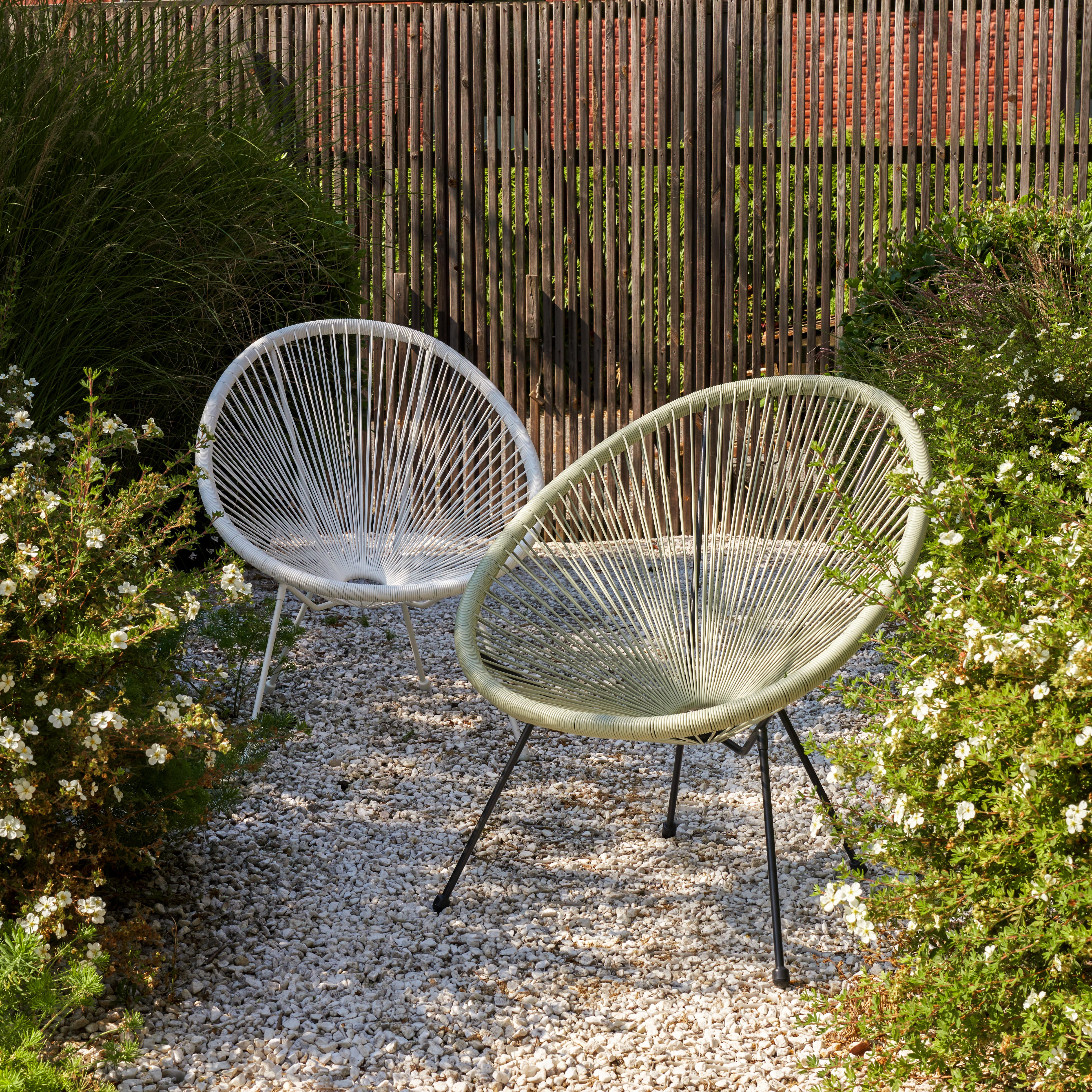 Fauteuil de jardin ACAPULCO en acier et résine blanc - 2