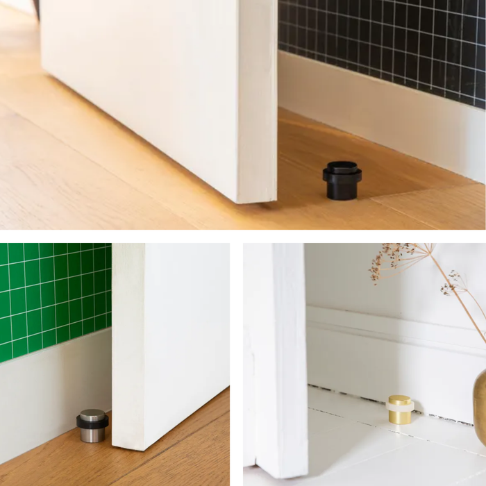 Batentes de porta em aço inoxidável, em preto e em dourado