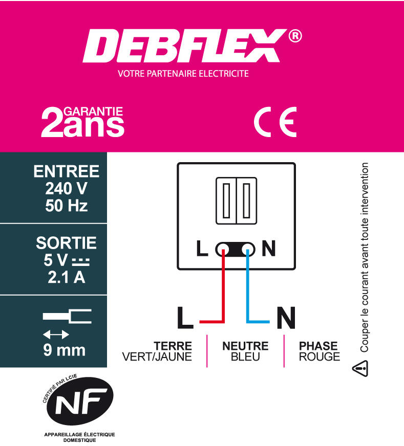 Double prise USB en saillie BLOK - DEBLEX - 3