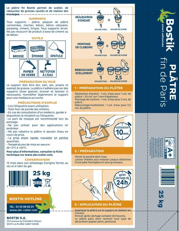 Plâtre fin de Paris en poudre intérieur 15 kg - BOSTIK - 2