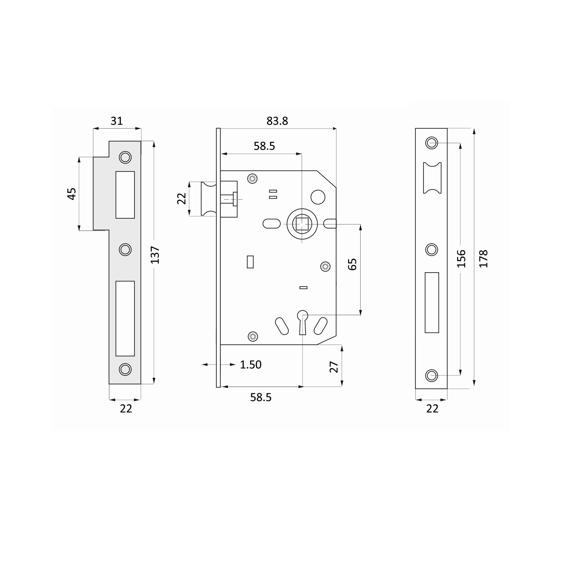 Fechadura de embutir INOX 716X60MM - 2