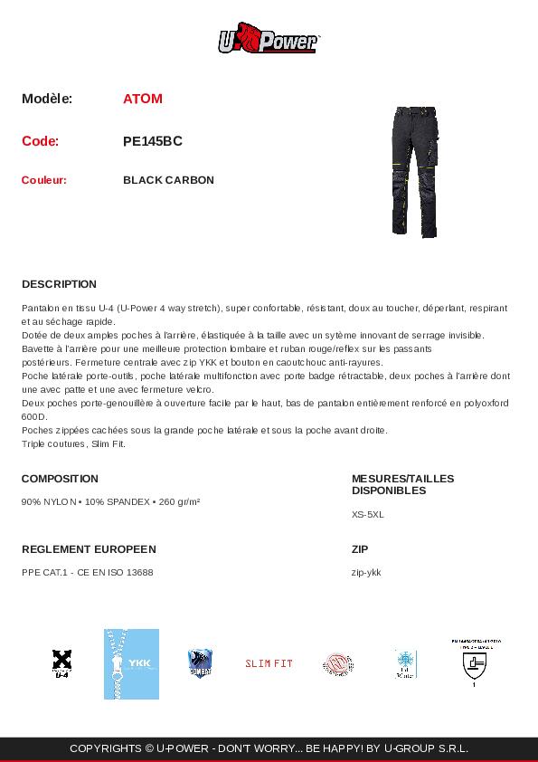 Pantalon de travail T.L gris ATOM - U POWER - 8