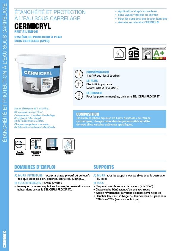 Kit de protection à l'eau sous carrelage 6 m² Cermicryl - CERMIX - 5