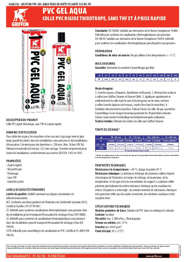 Colle pvc gel aqua 125ml - GRIFFON - 2
