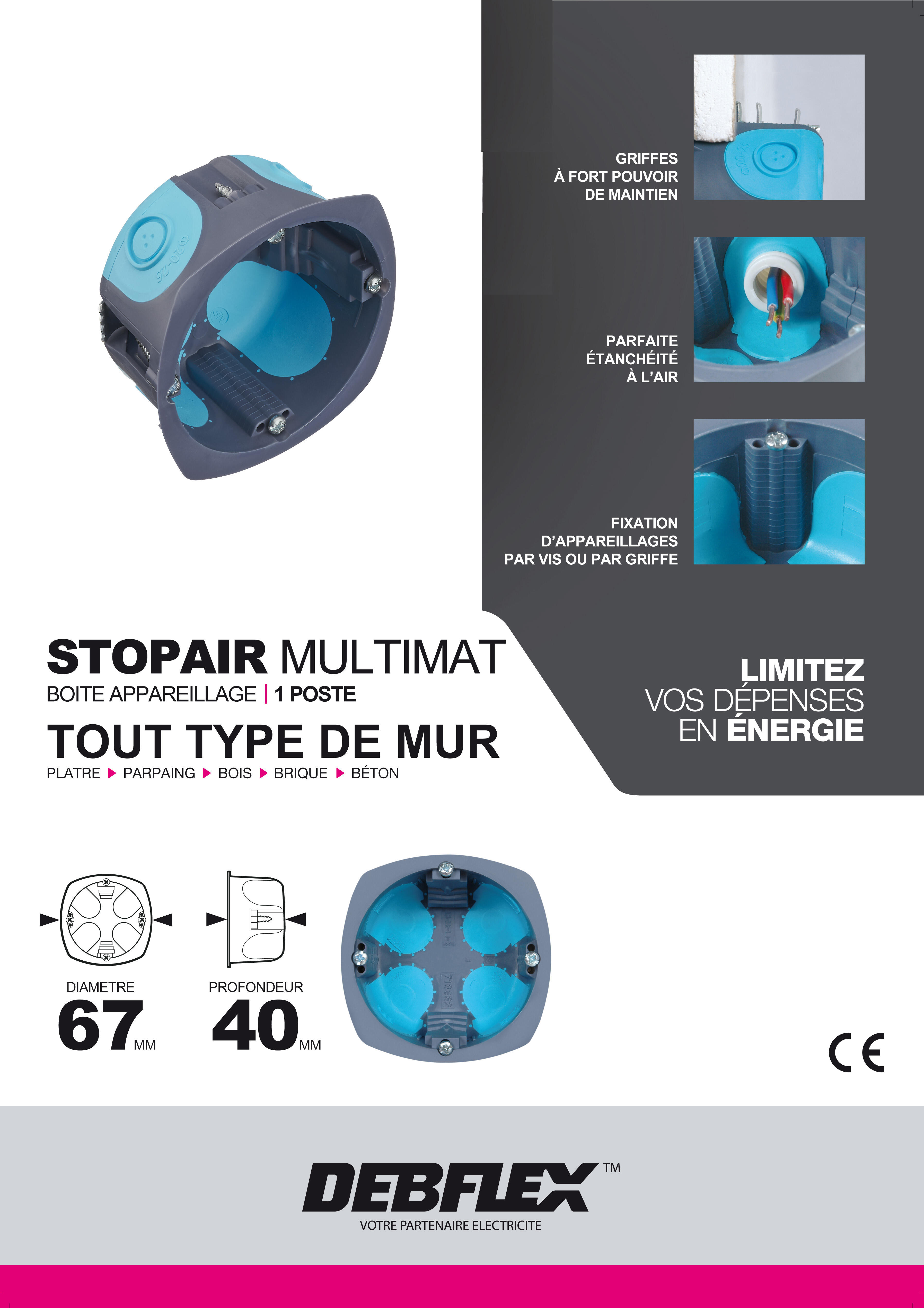 Boite d'encastrement StopAir 1P Diam.67 mm P.40 mm - DEBFLEX - 3