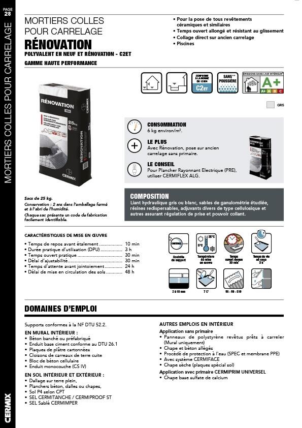 Colle carrelage en poudre gris C2ET pour sol intérieur & extérieur et mur intérieur 25 kg - Rénovation Eco CERMIX - 2