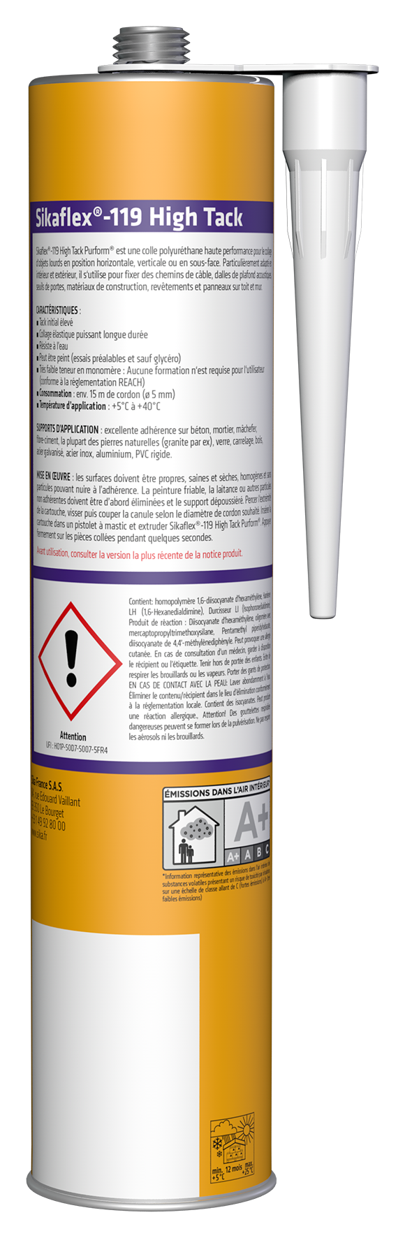 Colle puissante immédiate 300 ml Sikaflex-119 High tack - SIKA  - 3