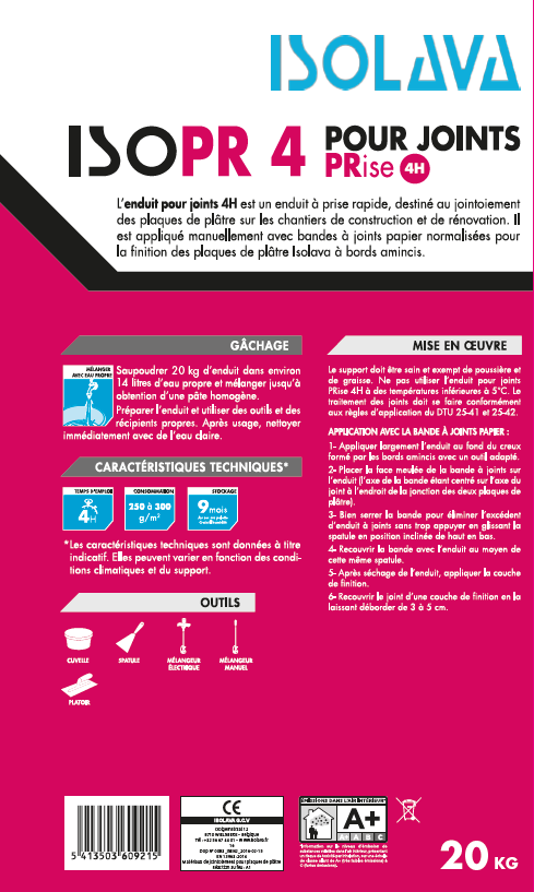 Enduit joint 4h 20 kg Isopr - ISOLAVA - 5