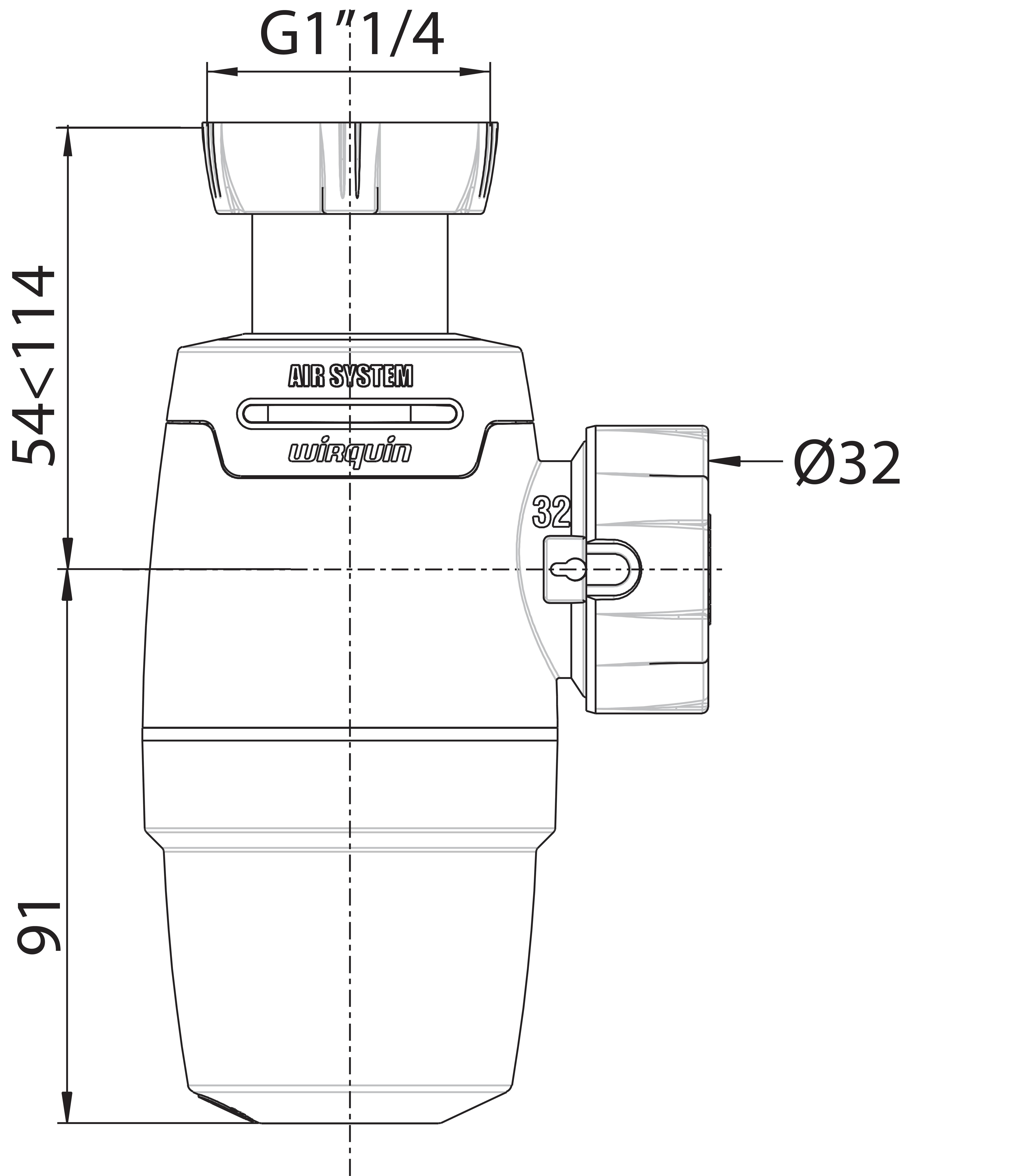Siphon pour lavabo Diam.32 mm réglable en hauteur blanc NF - WIRQUIN Néo Air - 7