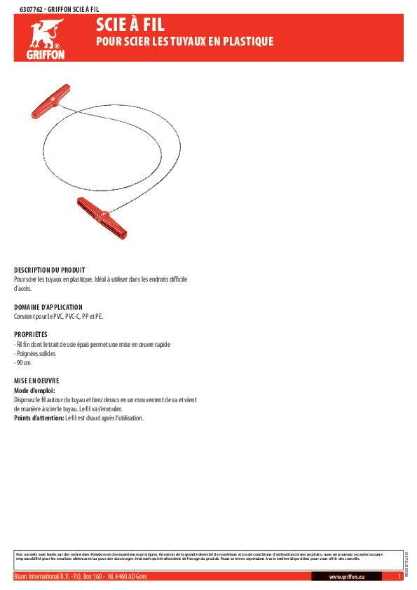 Scie à fil pour tuyaux en plastique - GRIFFON - 2
