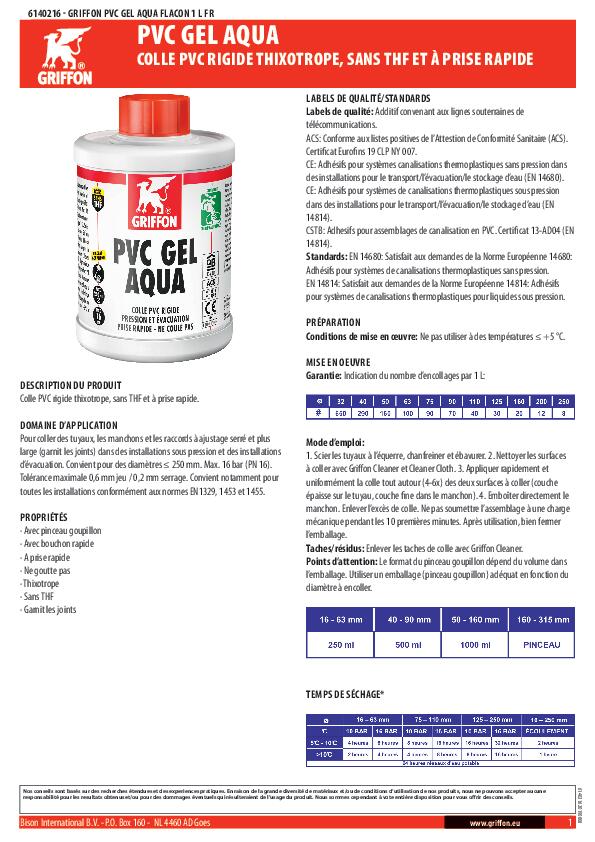 Colle pvc gel aqua 1l - GRIFFON - 2
