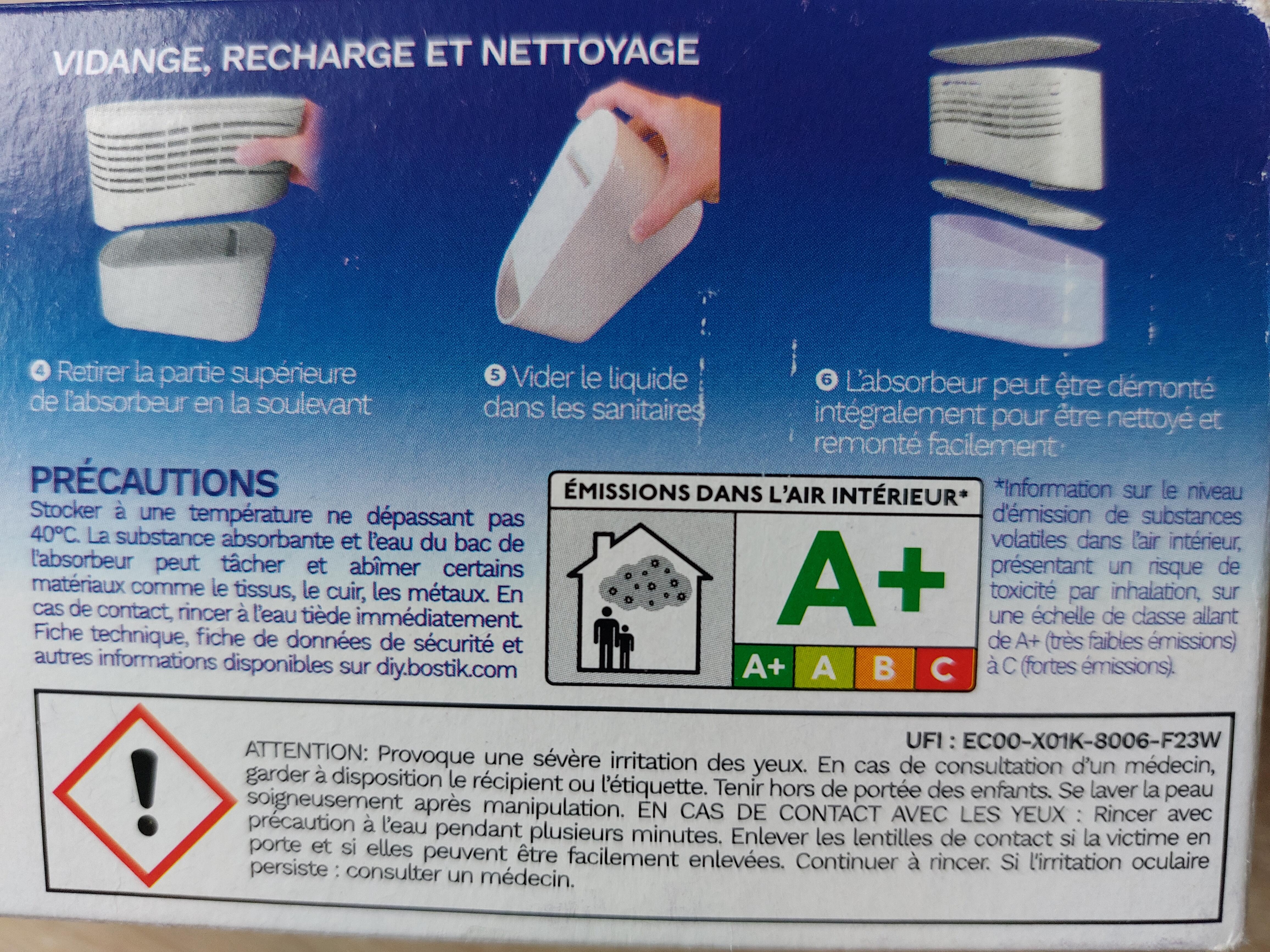 Absorbeur d'humidité + 2 recharges jusqu'à 25m² Respire - BOSTIK - 4