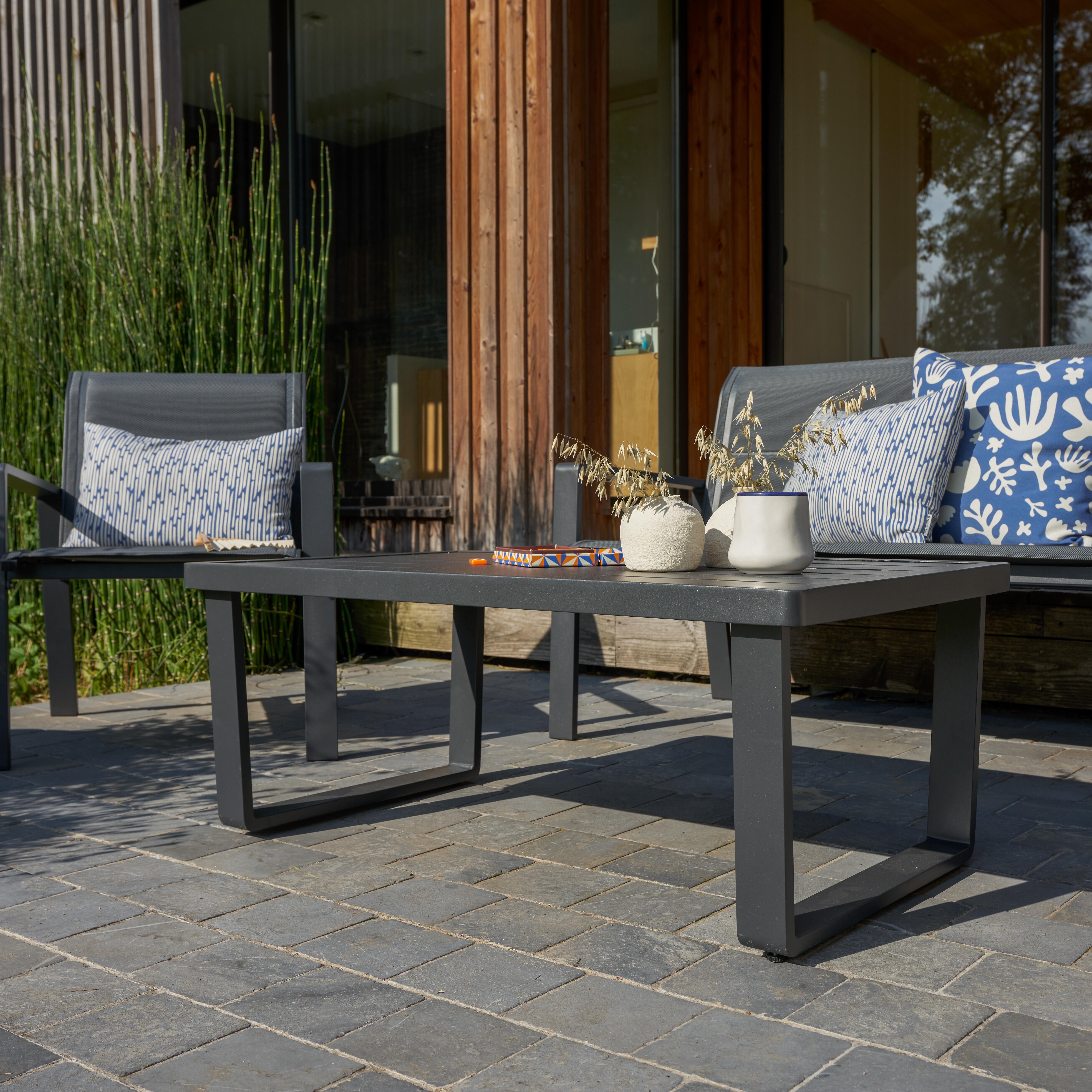Salon bas de jardin Aramis en aluminium/textilène gris, 4 personnes - 9