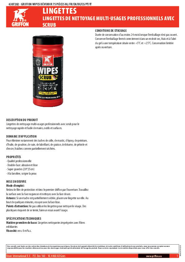 Lingettes mains 100 unités Wipes - GRIFFON - 2