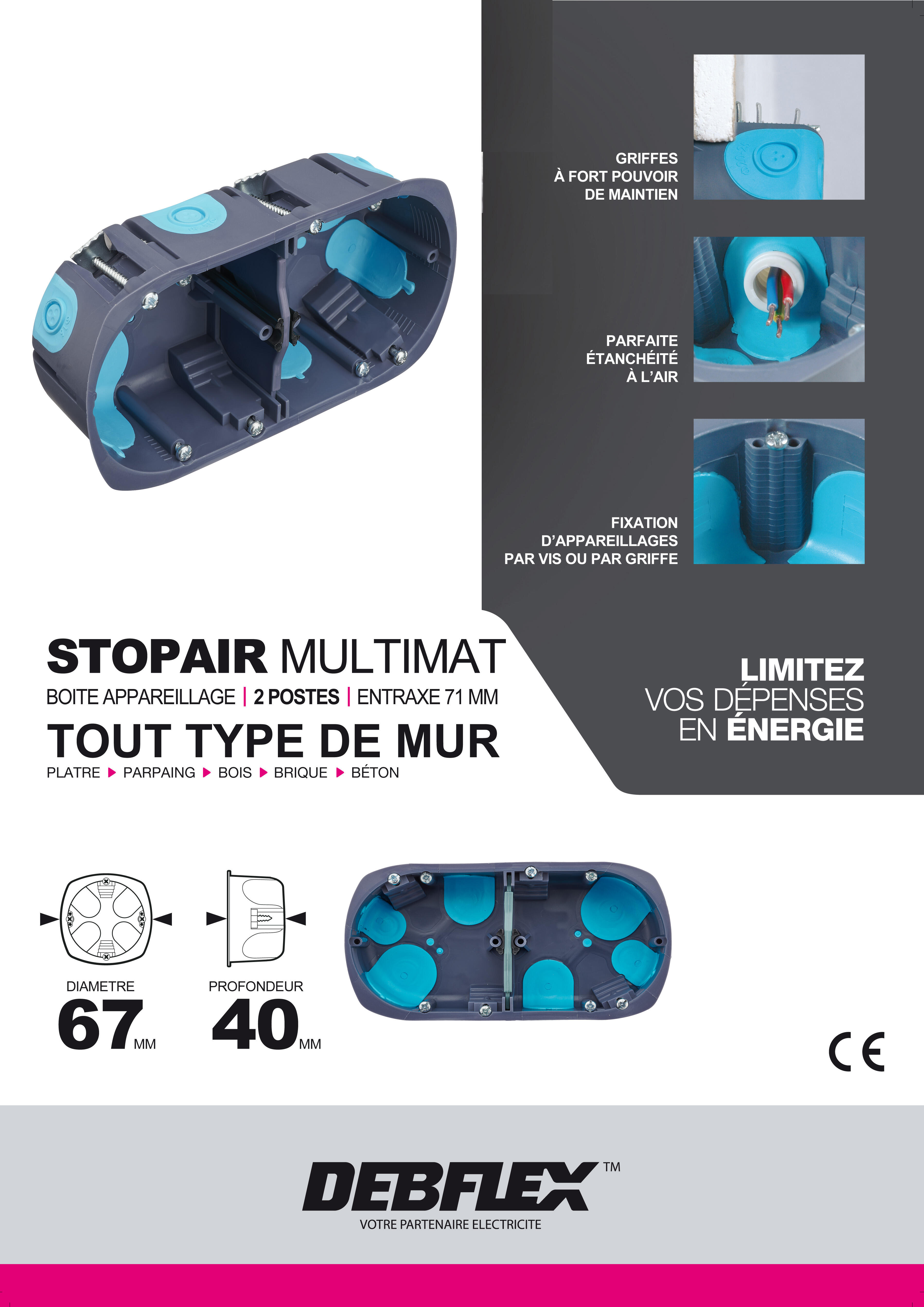 Boîte d'encastrement 2 postes StopAir - DEBFLEX - 3