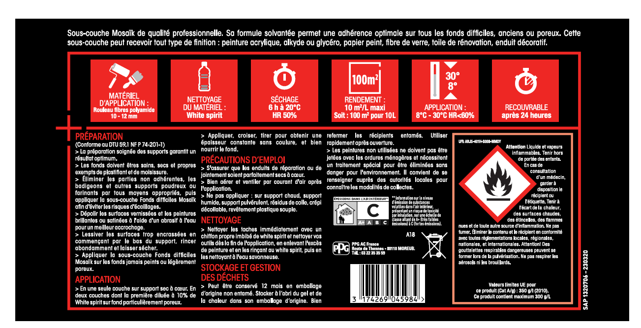 Sous-couche fonds difficiles glycéro 10 L - MOSAÏK - 2