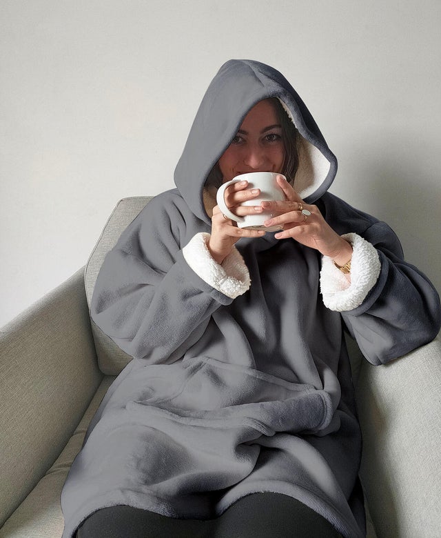 Plaid Pull à capuche, gris taille unique mixte