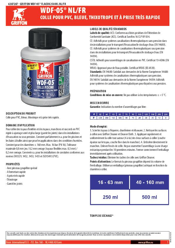 Colle piscine wdf-05 250ml  - GRIFFON - 2