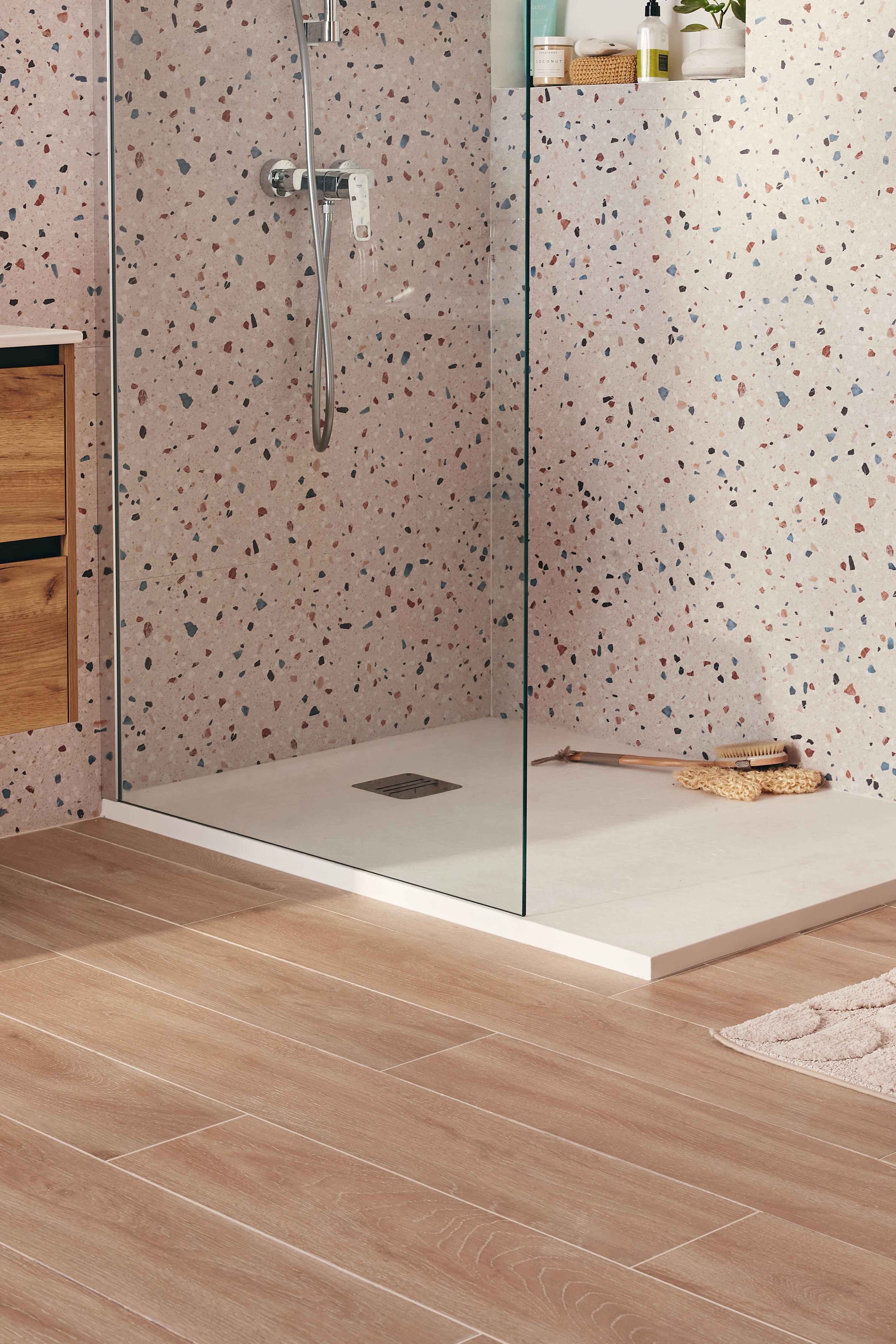 Receveur de douche extraplat, résine, blanc L.120 x l.90 cm, Remix light - 2