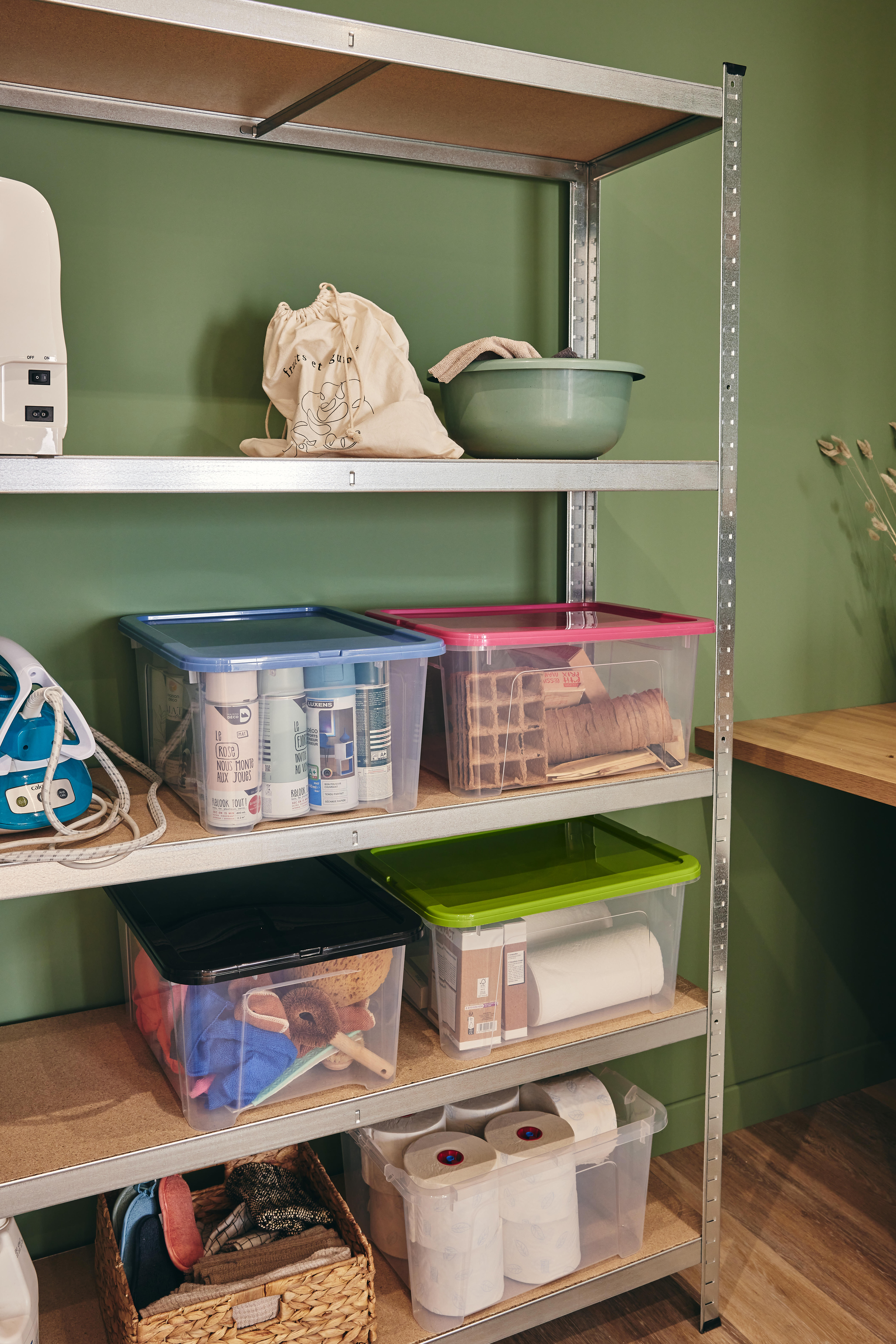 Etagère acier galvanisé SPACEO, 5 tablettes l.120xH.196xP.40 - 2