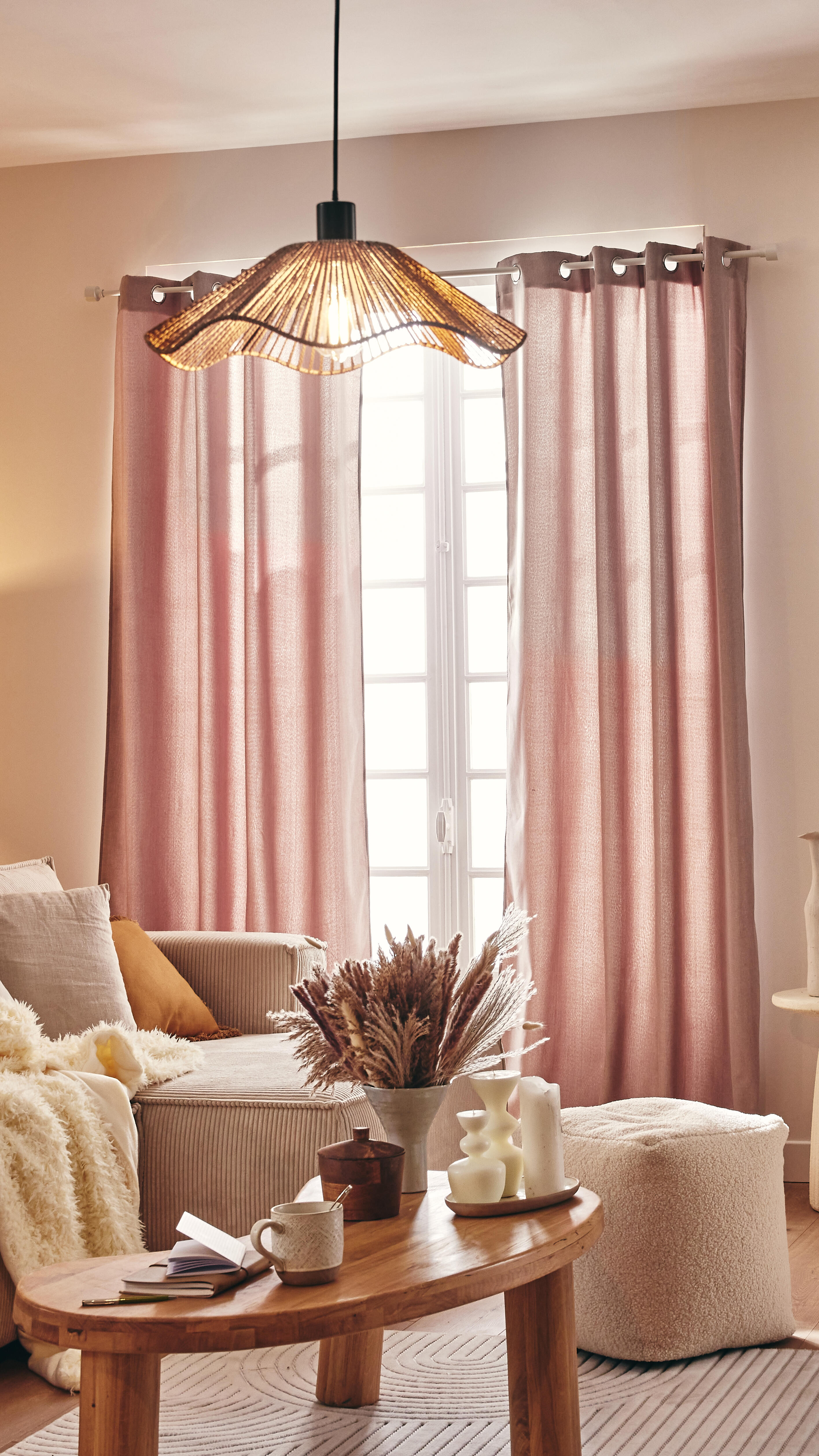 Lámpara de techo colgante de fibra natural beige 1 luz E27 Siruela ø40 cm - 8