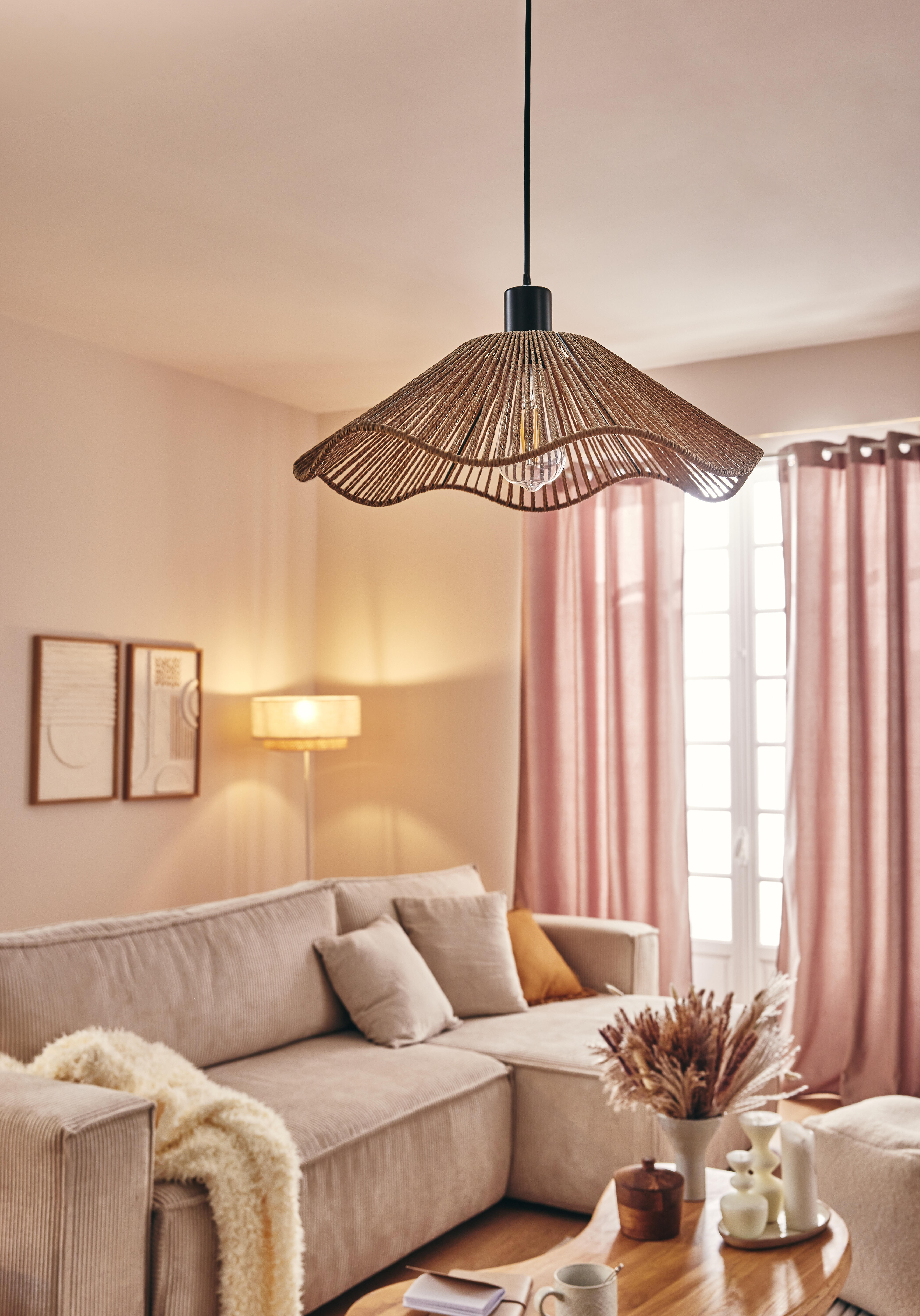 Lámpara de techo colgante de fibra natural beige 1 luz E27 Siruela ø40 cm - 9