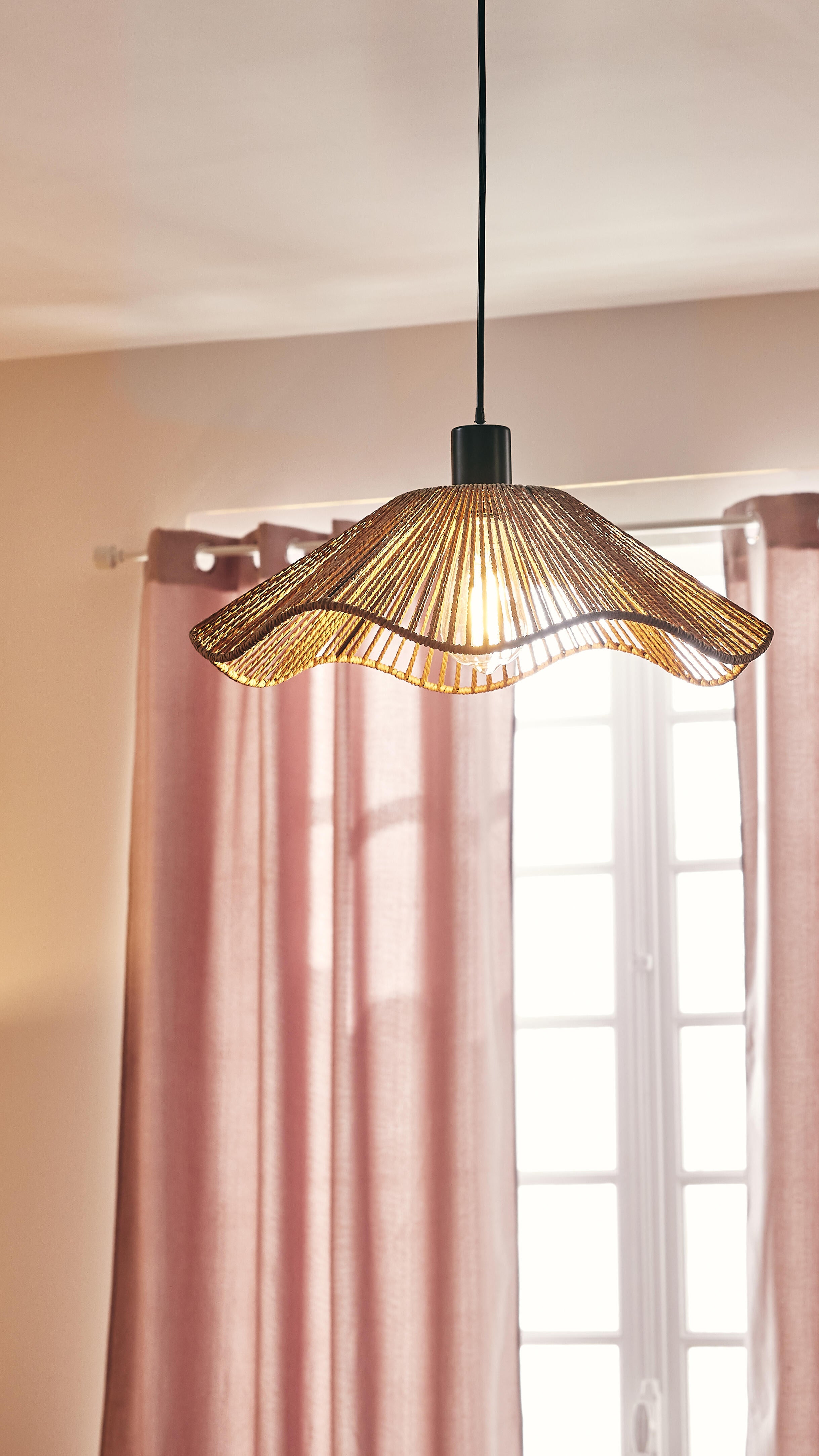 Lámpara de techo colgante de fibra natural beige 1 luz E27 Siruela ø40 cm - 10