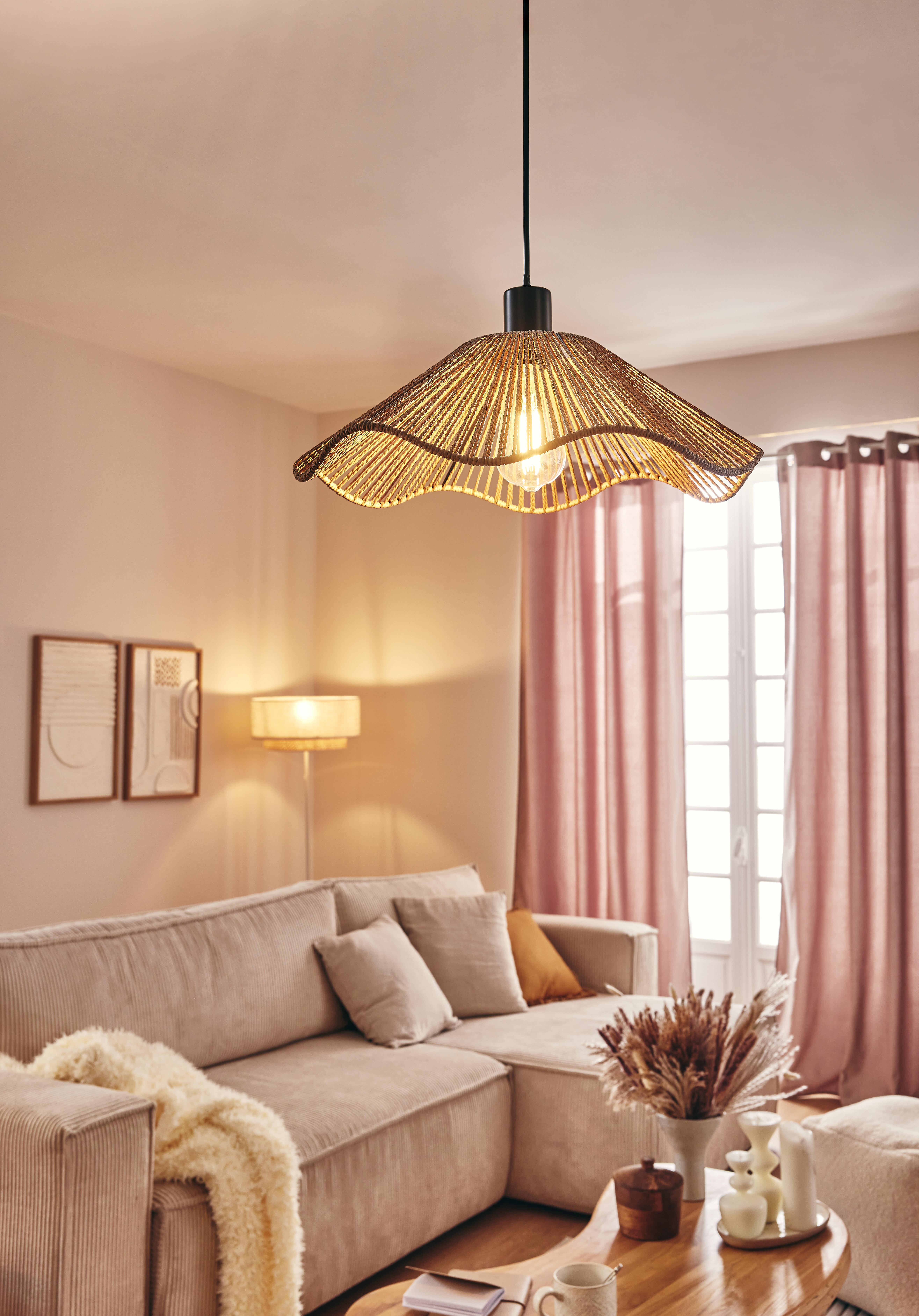 Lámpara de techo colgante de fibra natural beige 1 luz E27 Siruela ø40 cm - 11