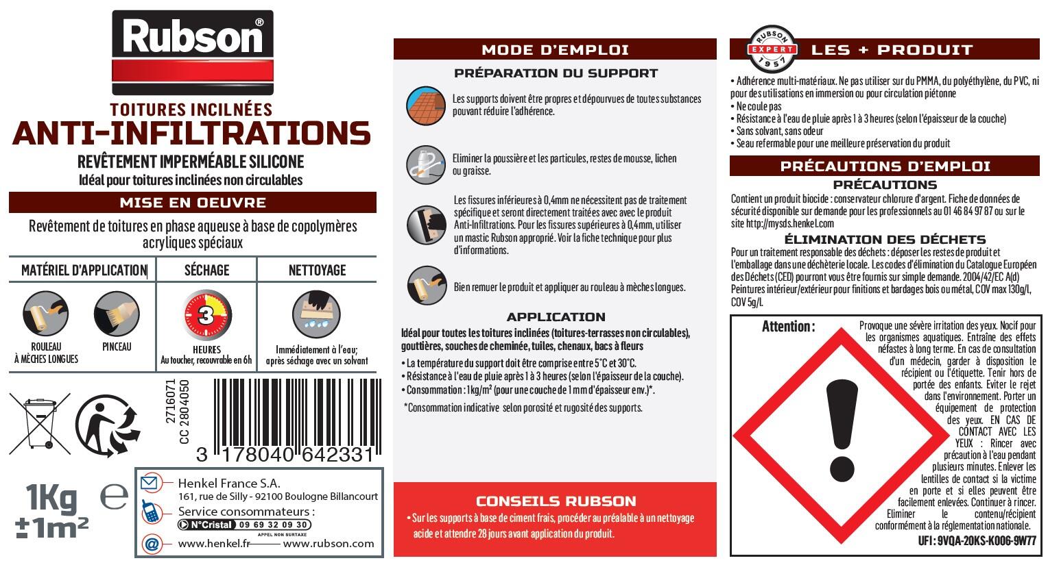 Revêtement d'étanchéité toitures gris 1 kg Sp 360 - RUBSON - 7