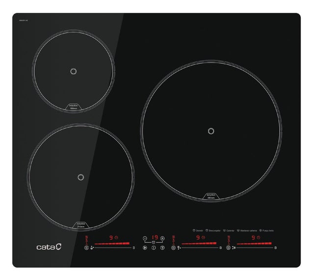 Placa de inducción CATA ILM 3285 con 3 zonas de cocción zona grande de 28cm 7100 W negro 60cm