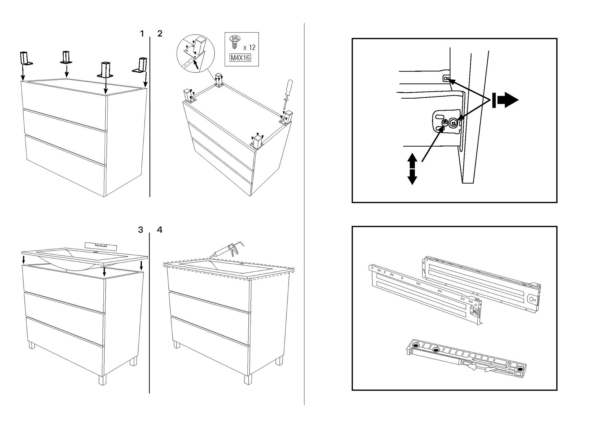Móvel com lavatório 80cm 3 gavetas branco AML Trevi - 7