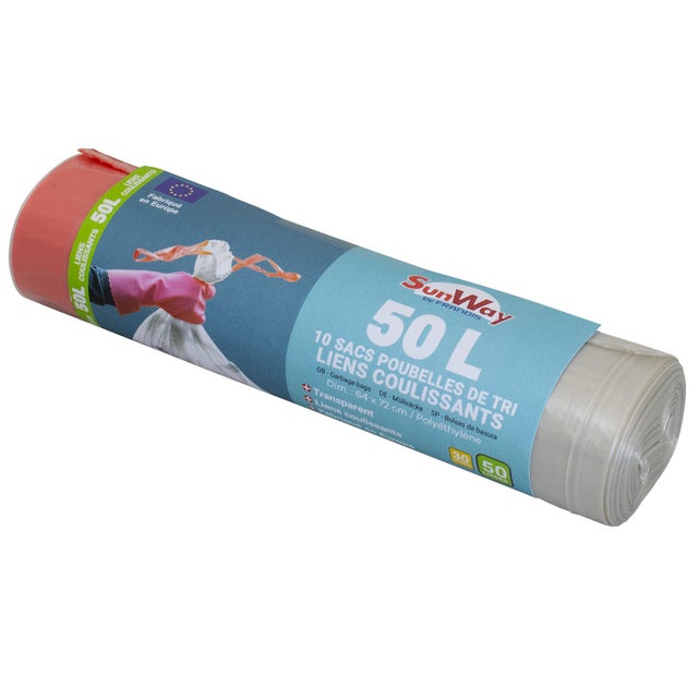 10 sacs-poubelle de tri 50L transparent