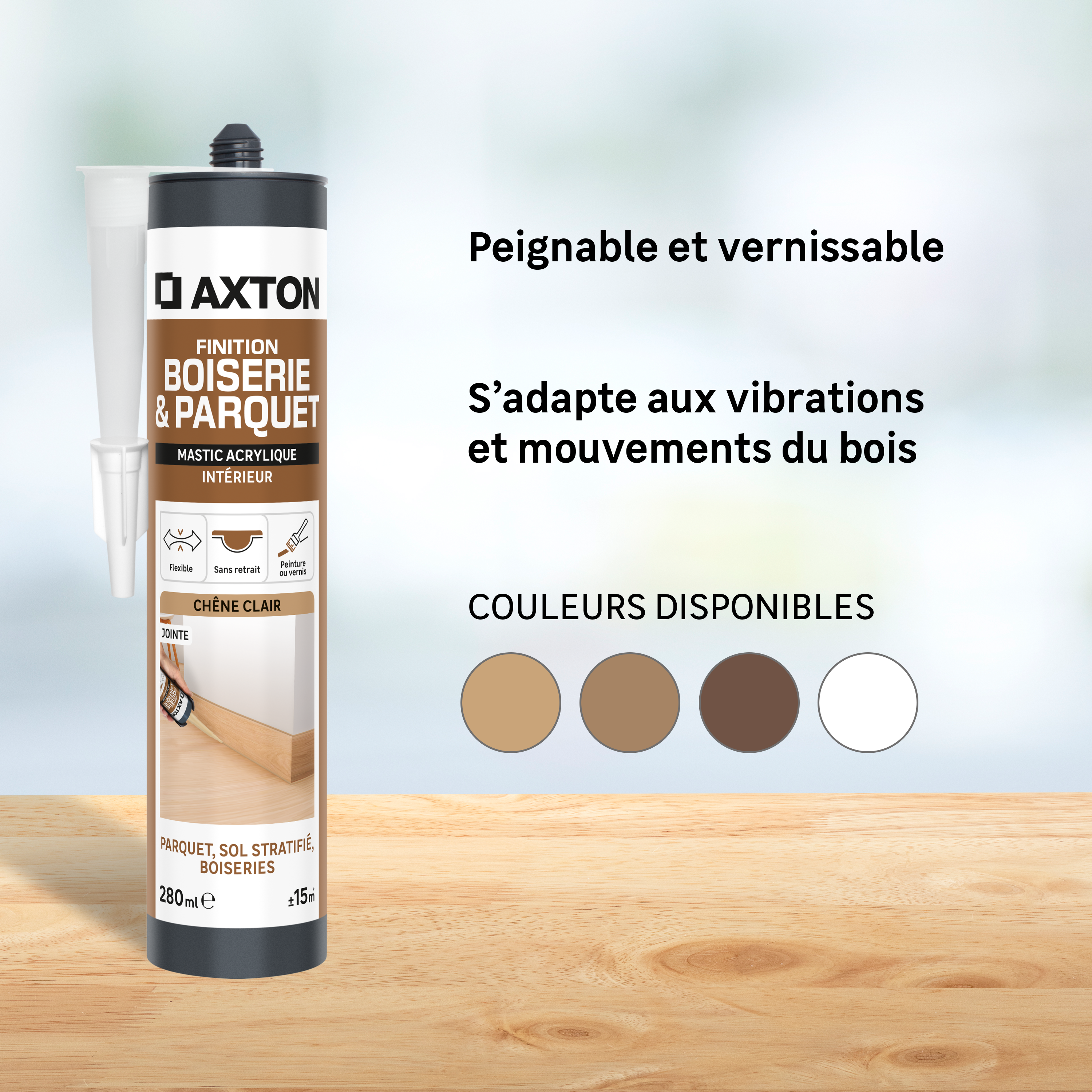 Joint de finition acrylique AXTON, blanc, 280 ml - 3
