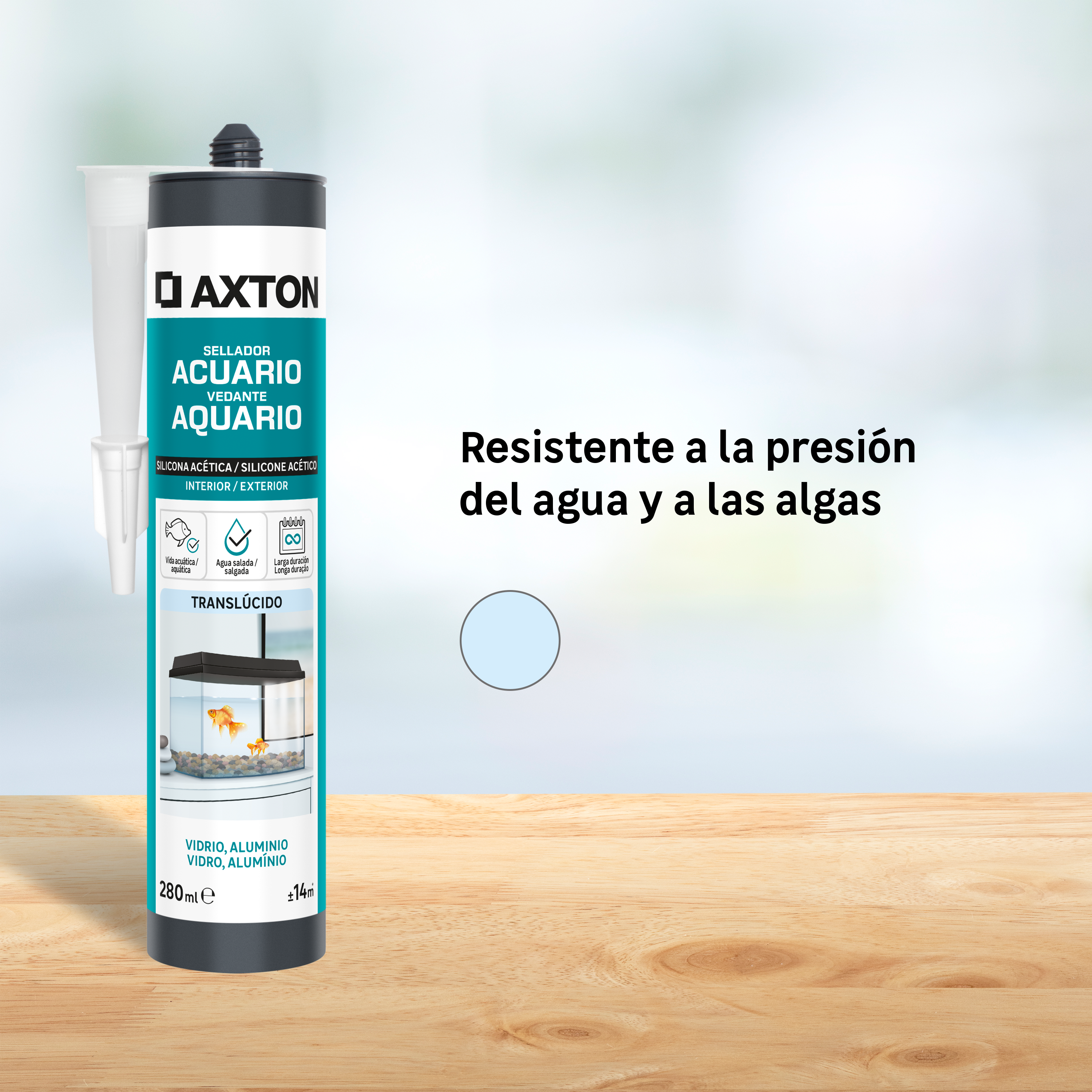 Silicona para acuarios acética AXTON 280ml translúcido - 2