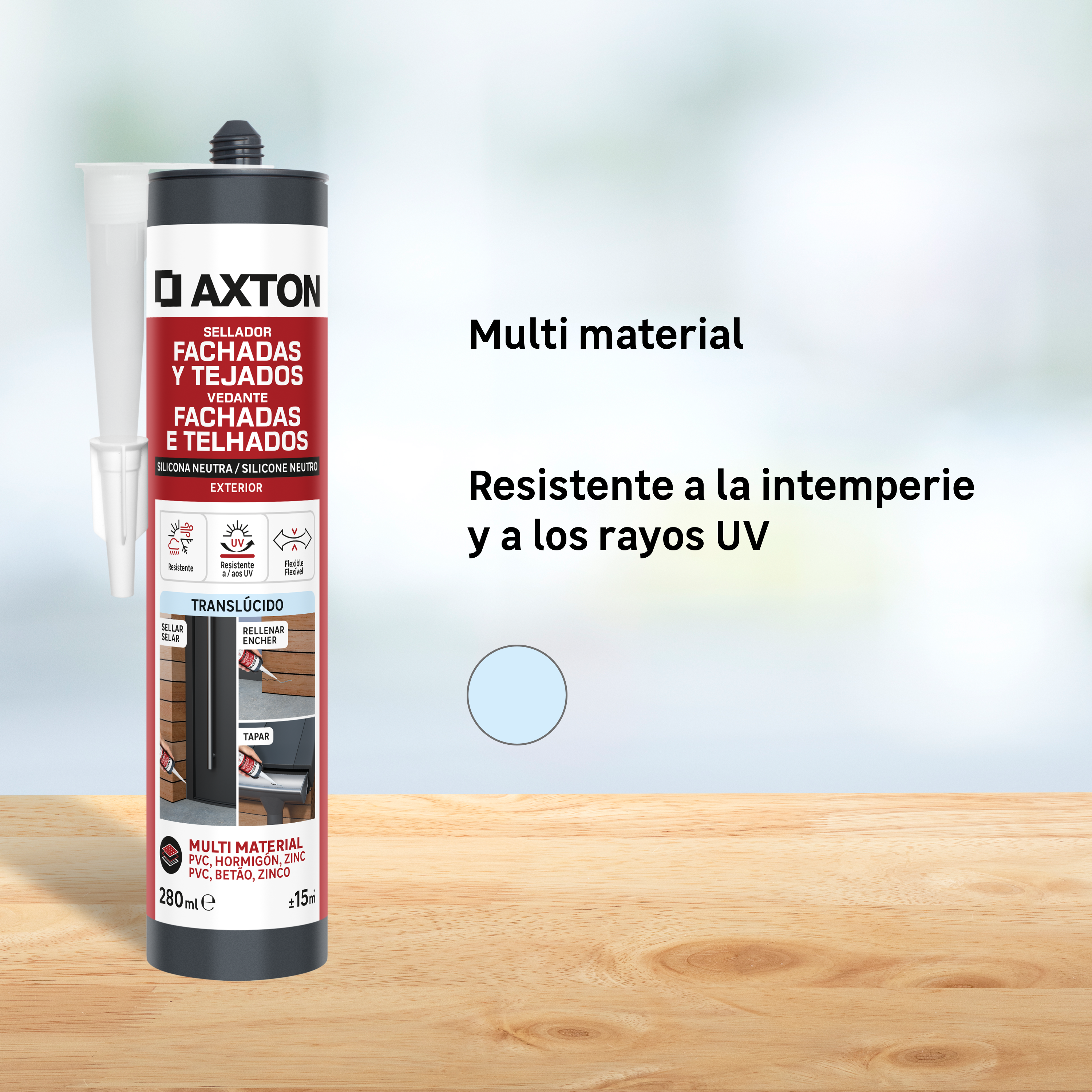 Silicona para fachadas y tejados AXTON 280ml tranparente - 5