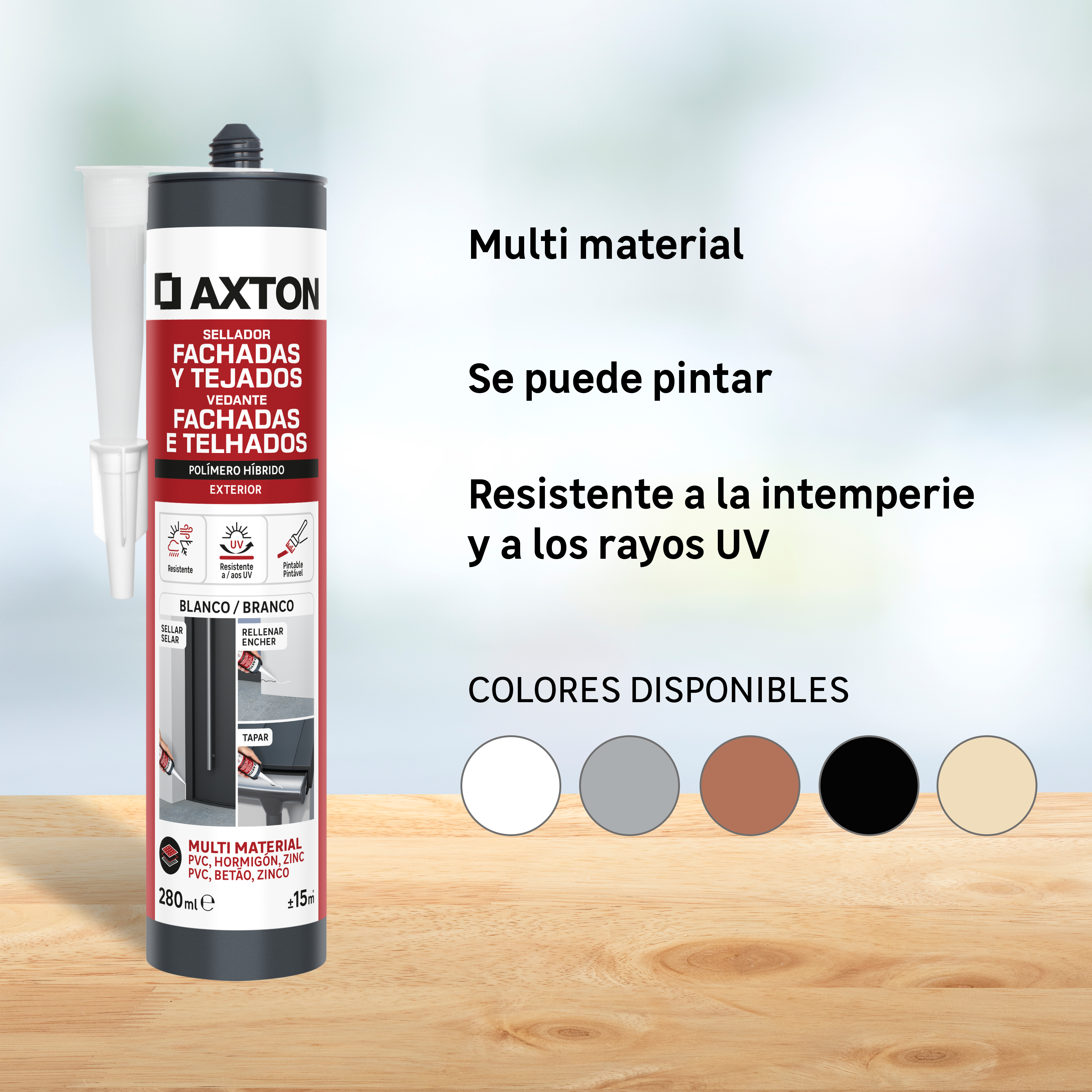 Masilla, silicona o sellador AXTON 280 ml negro - 5