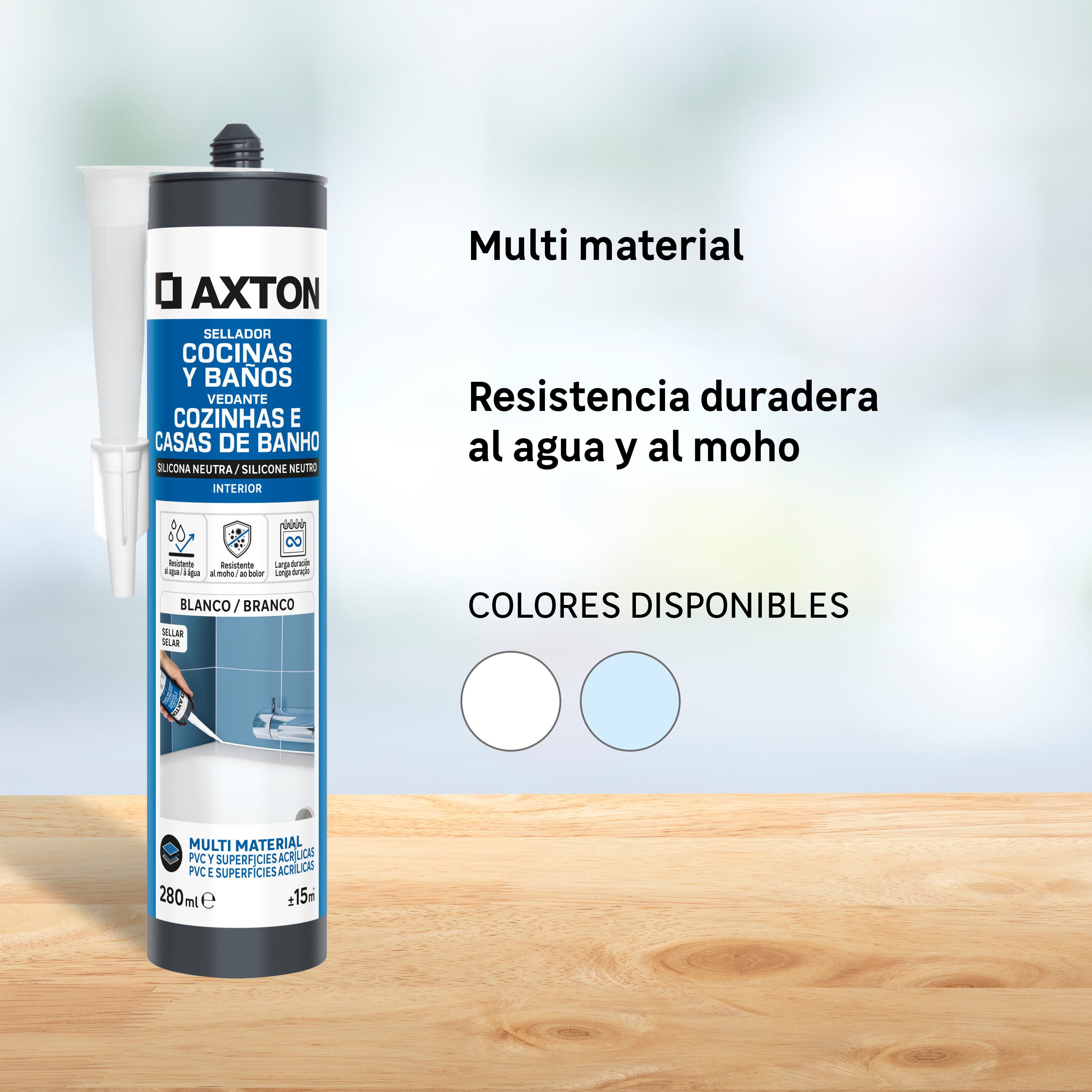 Silicona neutra cocinas y baños AXTON 280ml transparente - 4