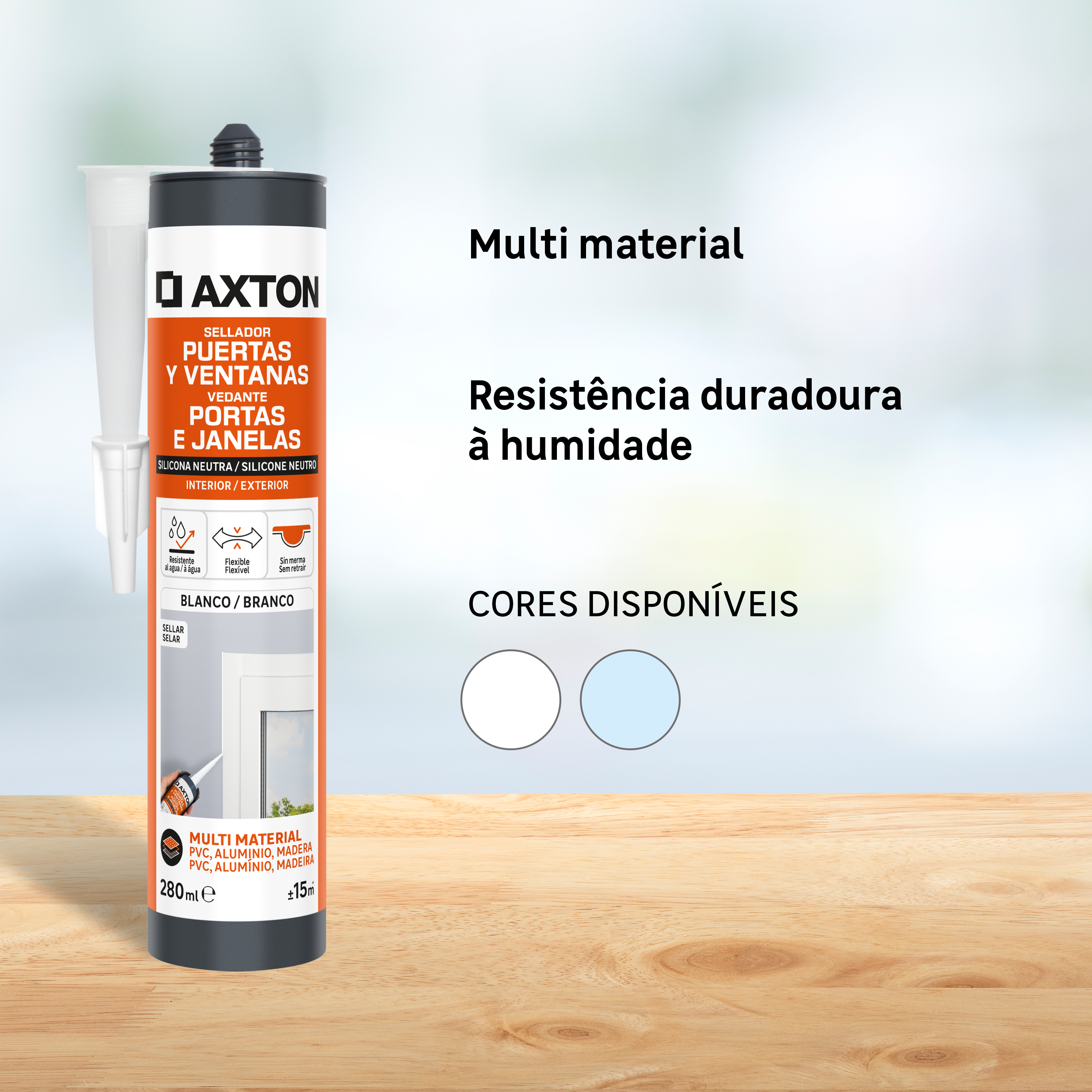Silicone portas janelas neutro multimaterial int. ext. 280 ml transparente Axton - 4