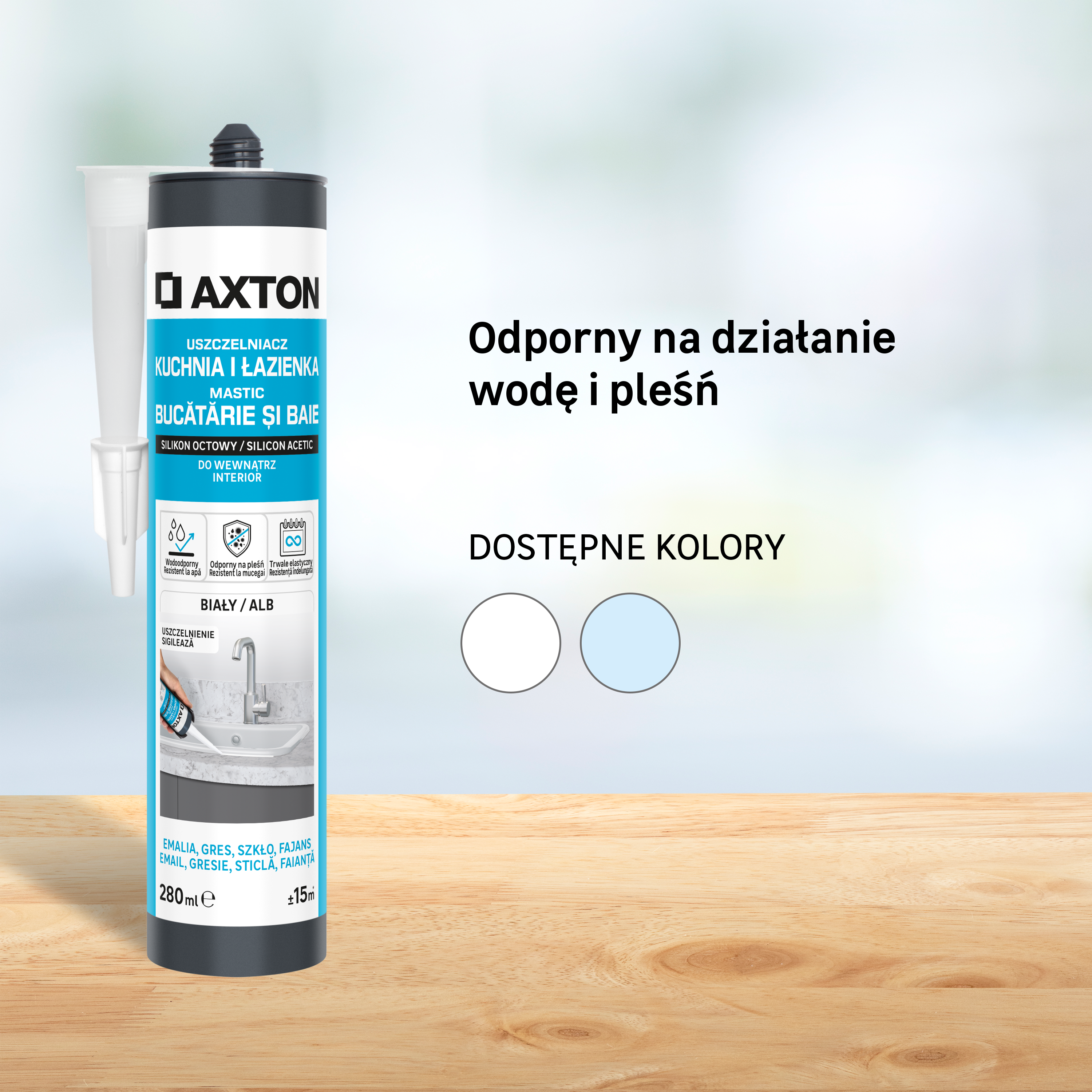 Silikon sanitarny Kuchnia i Łazienka bezbarwny 280 ml Axton - 5