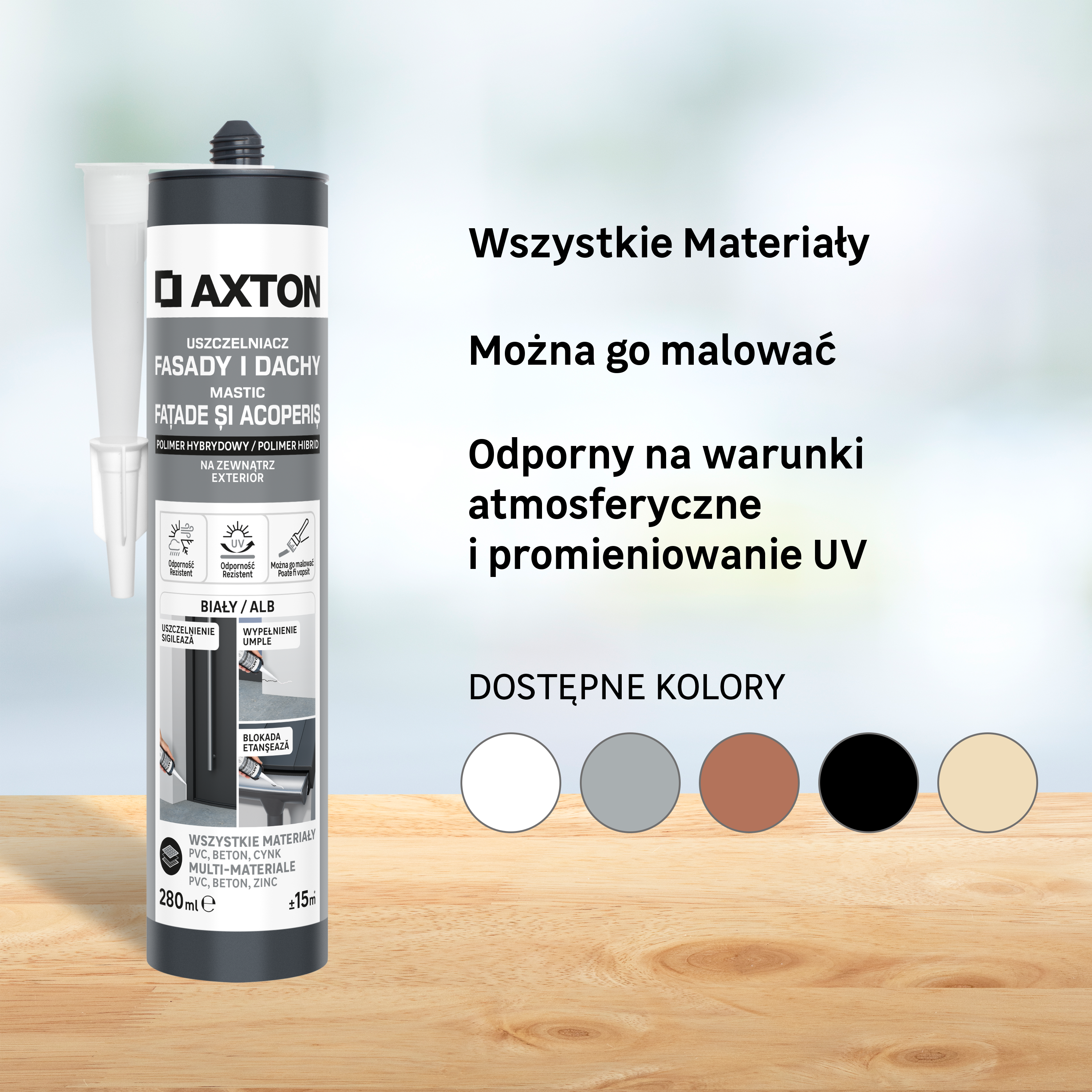 Uszczelniacz do fasad i dachów czarny 280 ml Axton - 6