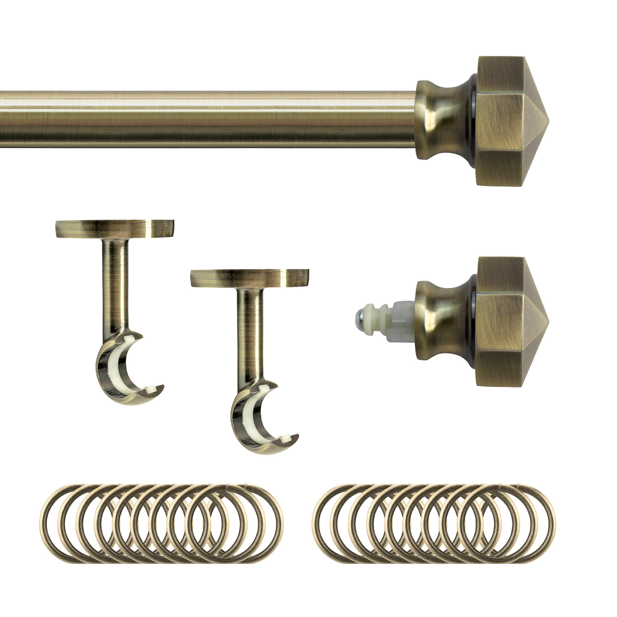 Set barra de metal diámetro 20mm bronce techo 1.50m inspire con anillas facet