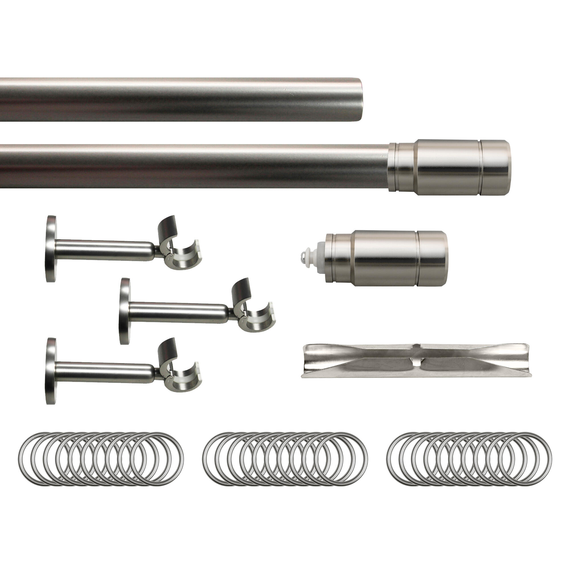 Set barra de metal diámetro 28mm cromo a pared 4m inspire con anillas kali cylinder