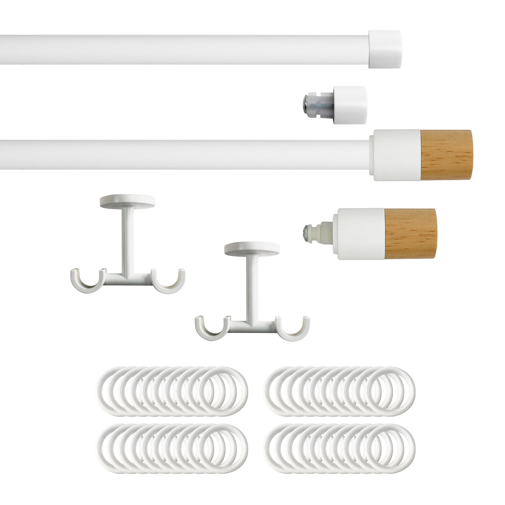 Set 2 barras de metal diámetro 20mm bla techo 2.5m inspire con anillas cylinder