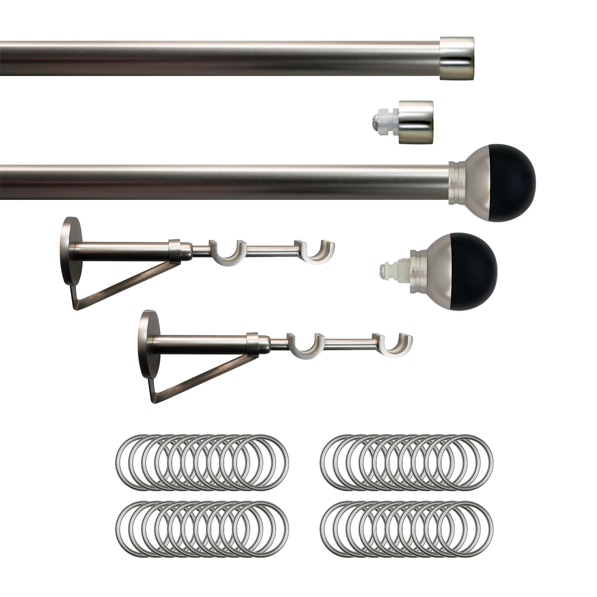 Set 2 barras de metal diámetro 20mm cromo a pared 2m inspire con anillas bola bicolor