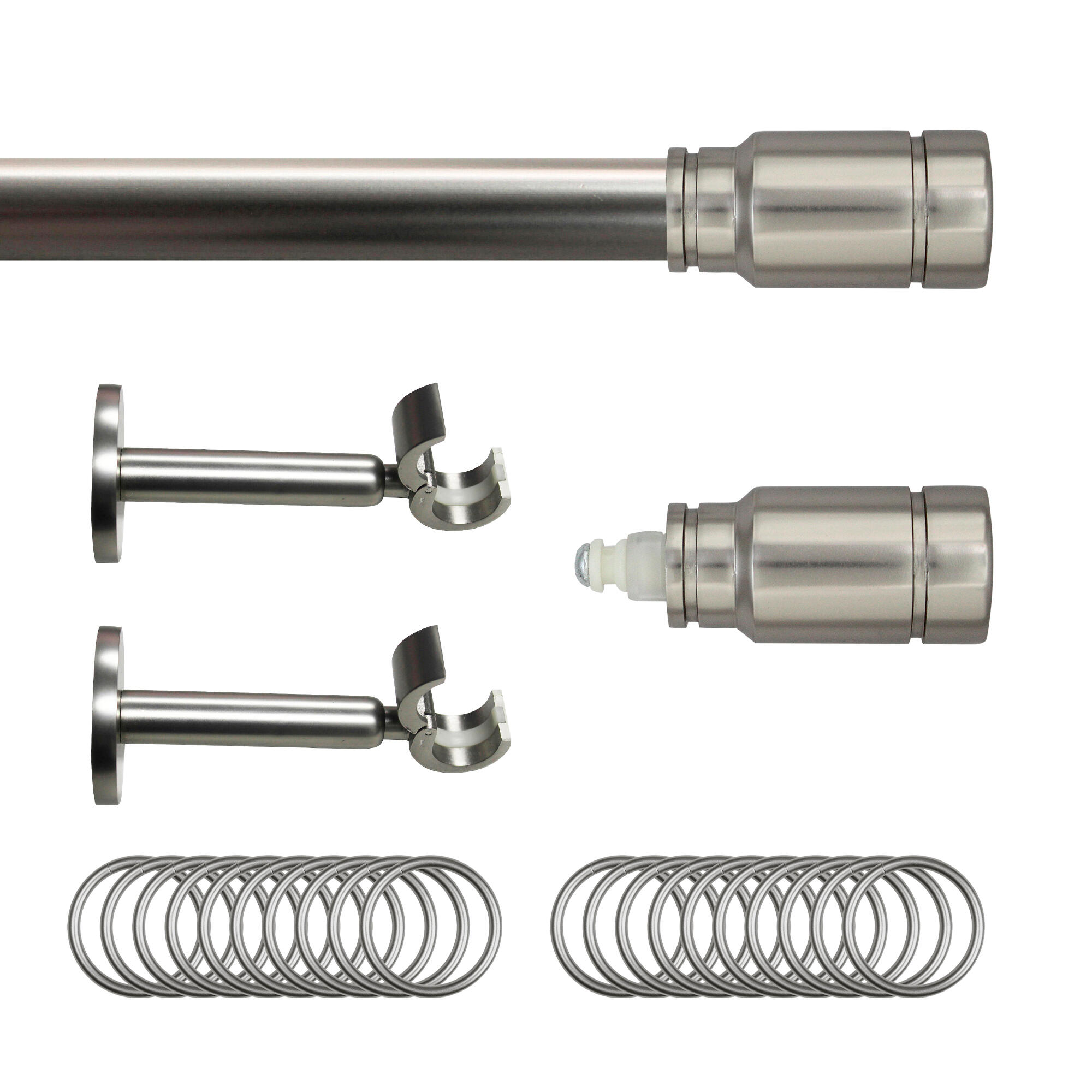 Set barra de metal diámetro 20mm cromo a pared 2.5m inspire con anillas kali cylinder