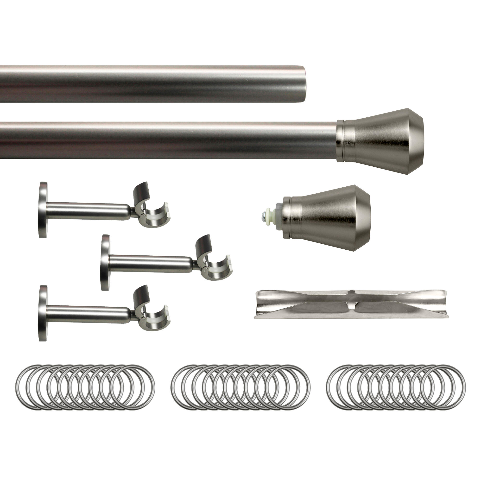 Set barra de metal diámetro 28mm cromo a pared 3m inspire con anillas kali totem