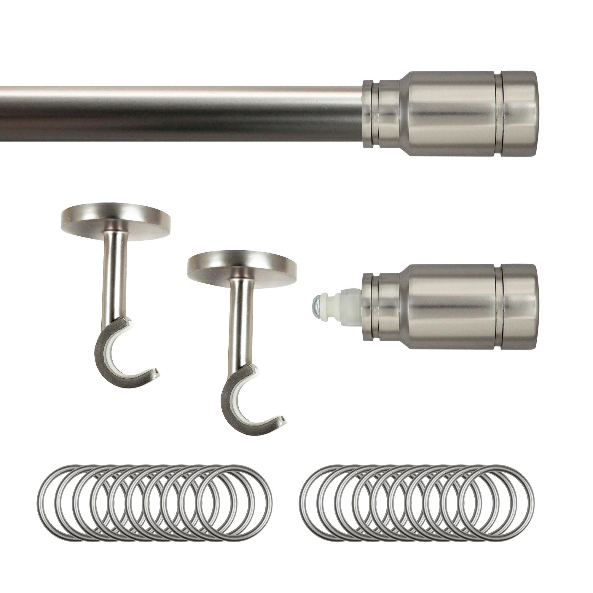 Set barra de metal diámetro 20mm cromo a techo 1.50m inspire con anillas kali cylinder