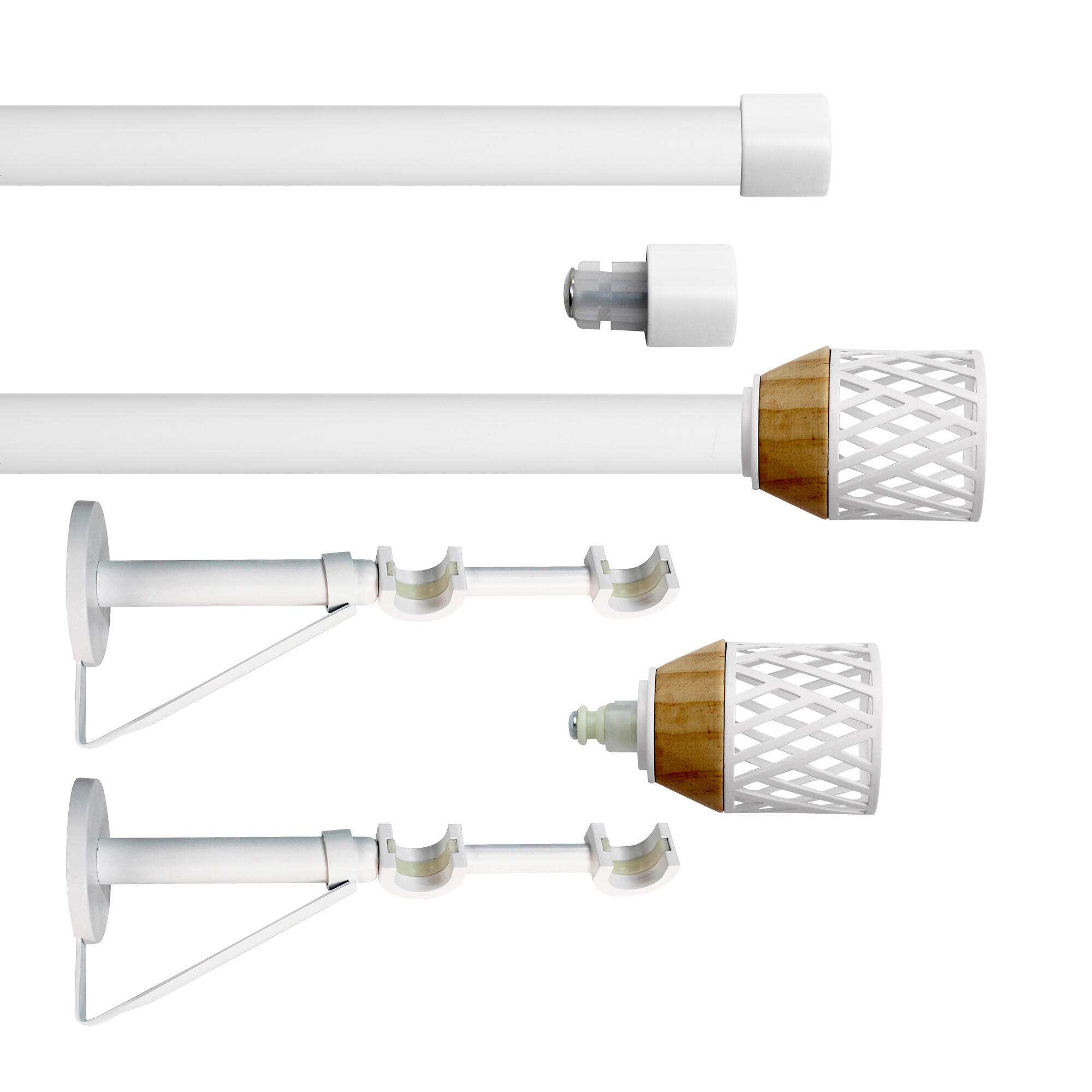 Set 2 barras de metal diámetro 20mm blanco a pared 2.5m inspire organic