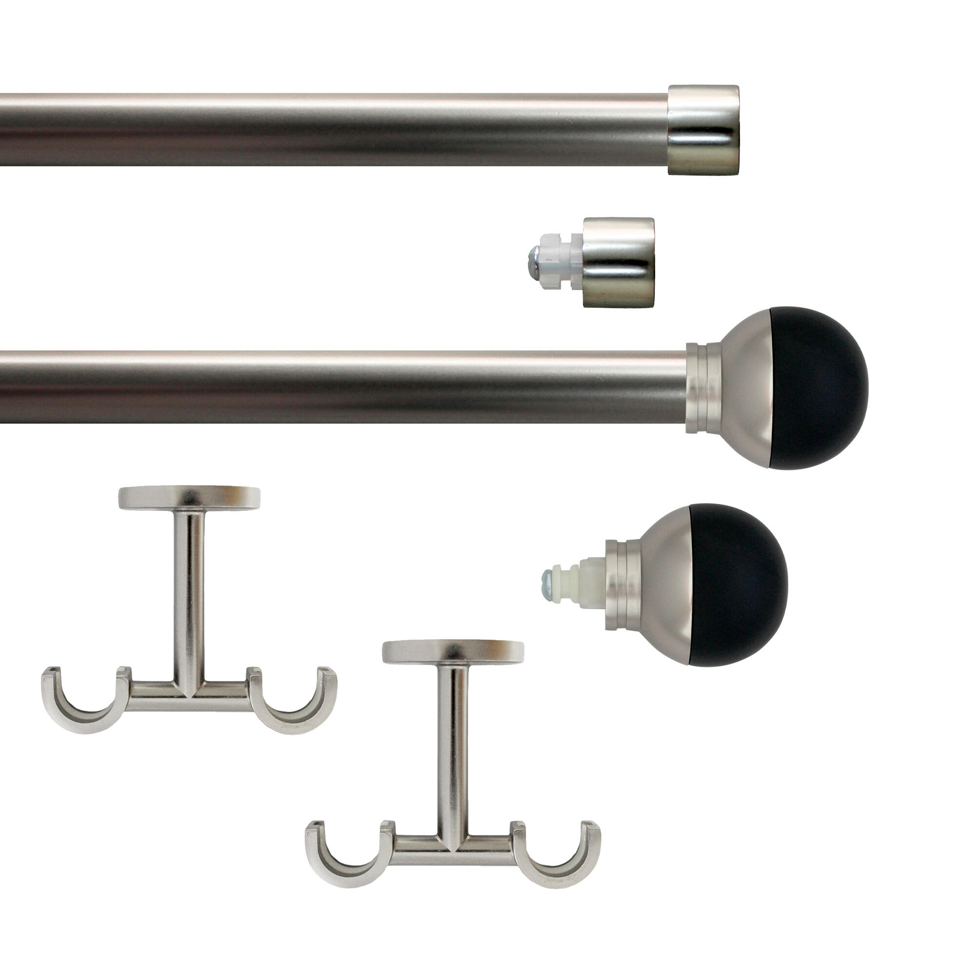 Set 2 barras de metal diámetro 20mm cromo a techo 2m inspire bola bicolor